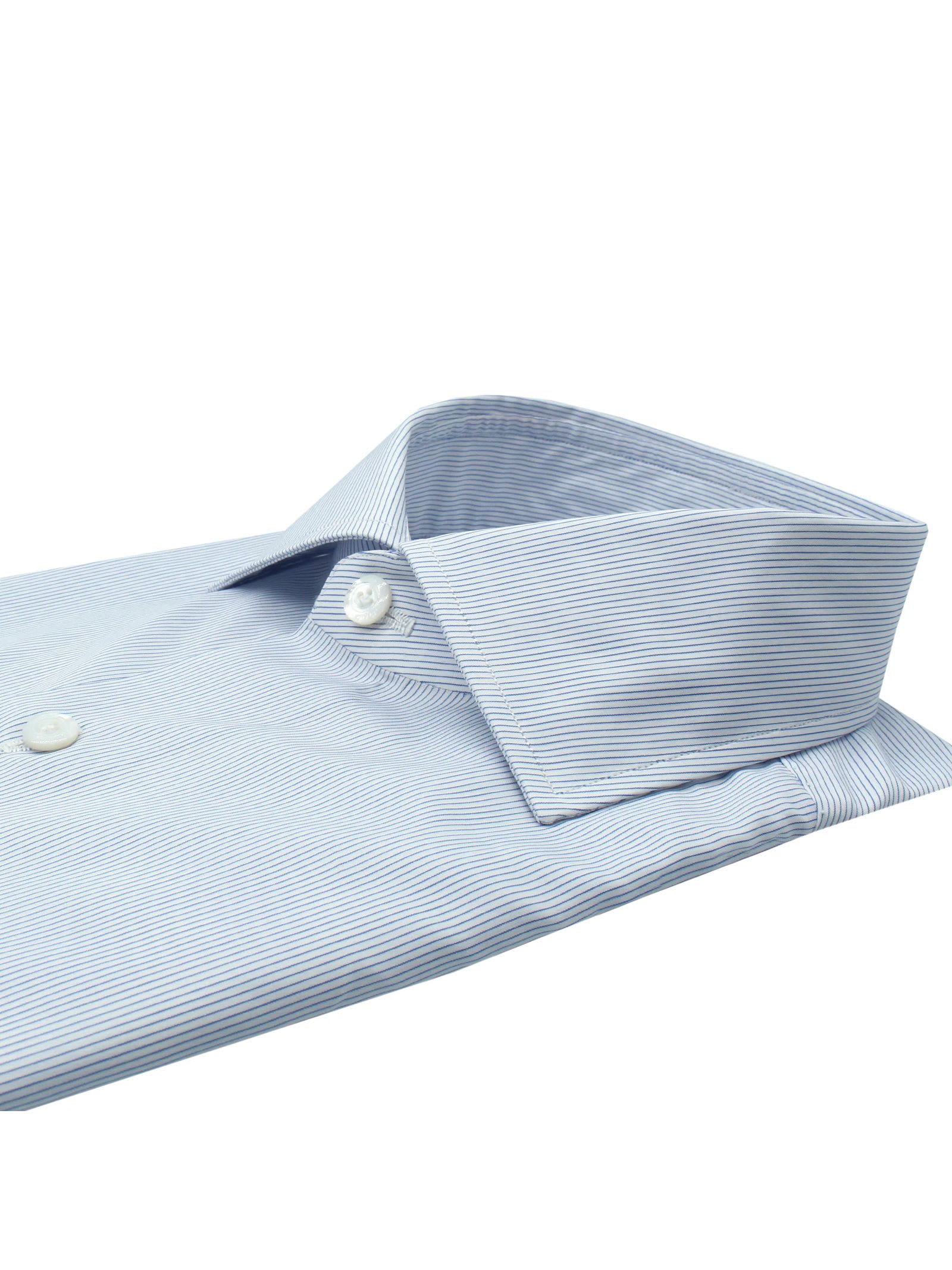 Shop Finamore White And Blue Striped Shirt In Rigato