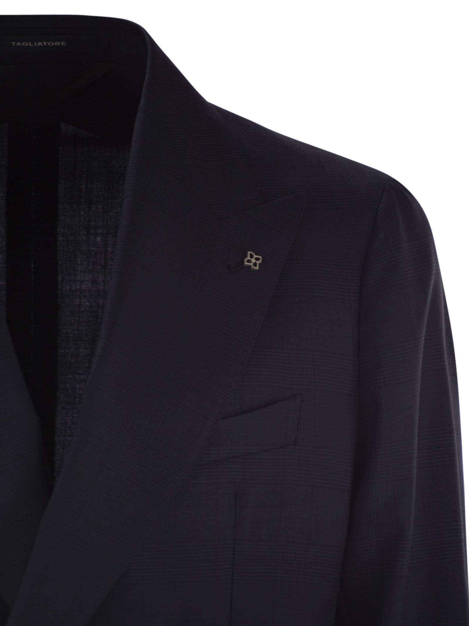Tagliatore Virgin Wool Double Breasted Suit In Blue
