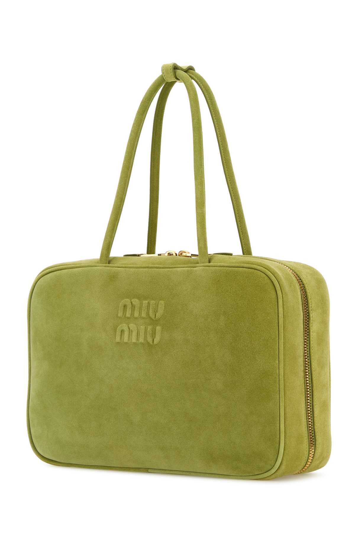 Miu Miu Green Suede Handbag In Green