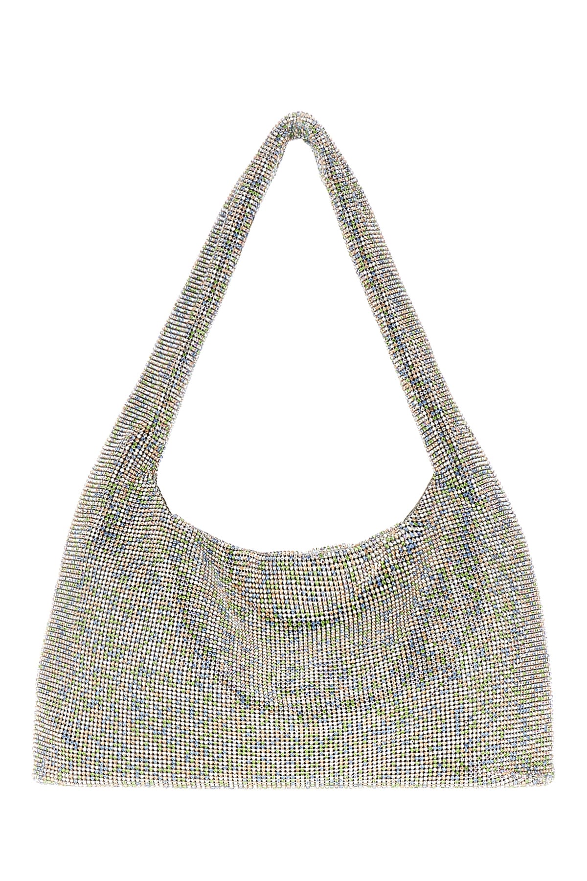 Kara Embellished Mesh Armpit Shoulder Bag In Metallic