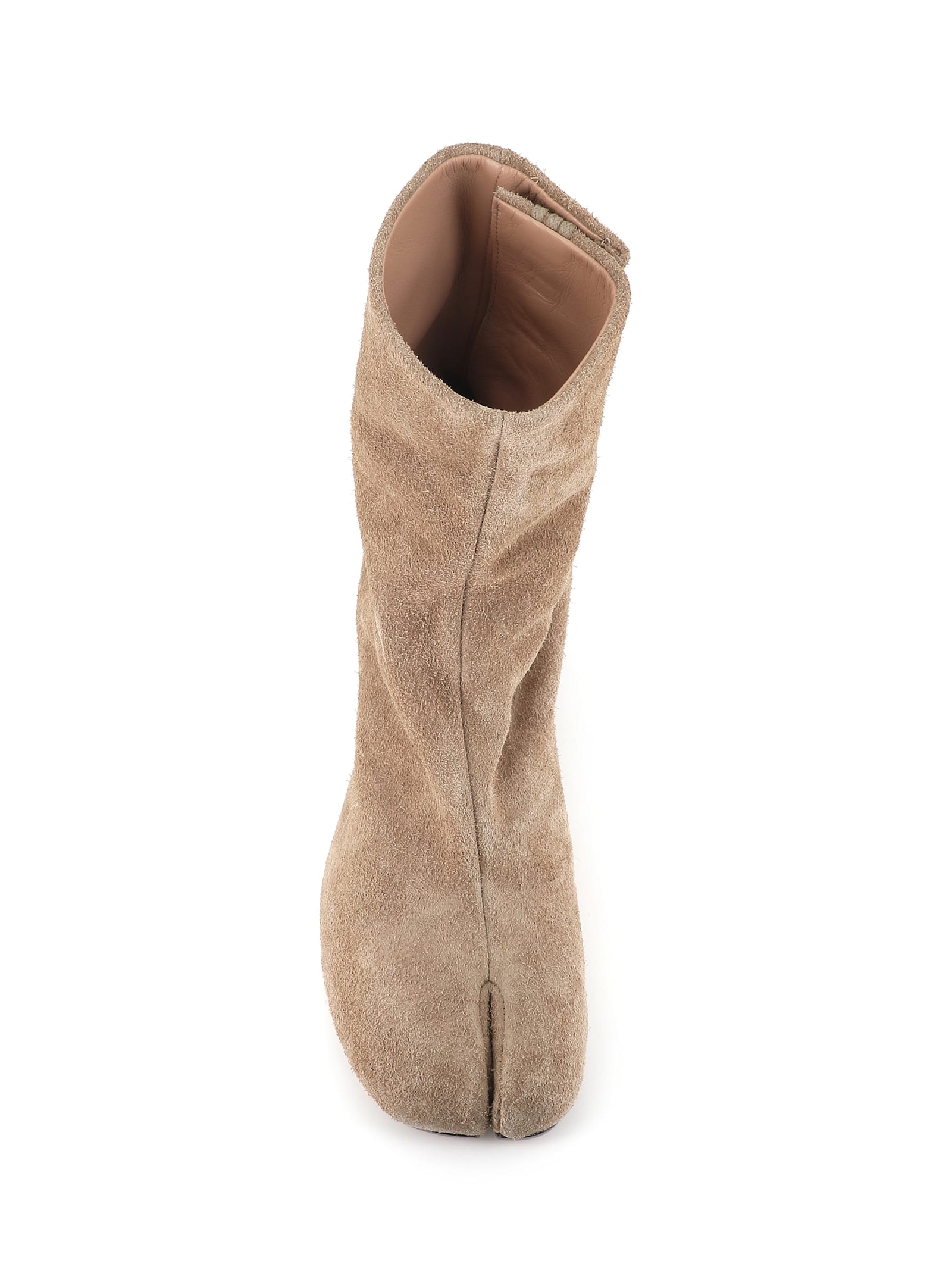 Maison Margiela Tabi Suede Ankle Boots In Neutral
