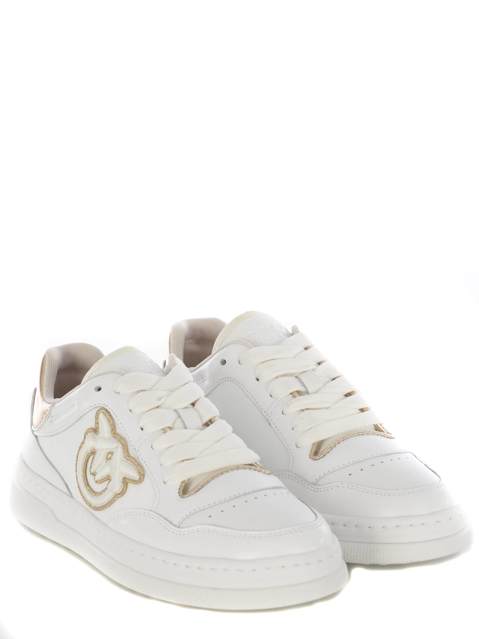 Shop Pinko Sneakers  Love Birds Made Of Leather In White