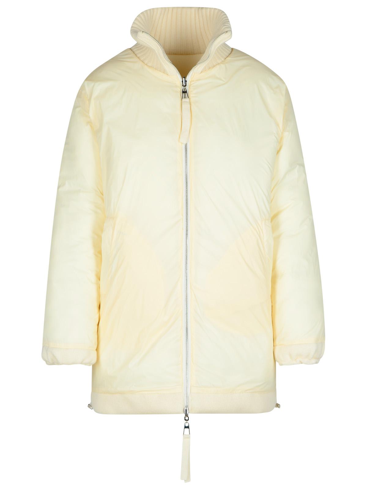 Shop P.a.r.o.s.h Last Cream Wool Blend Down Jacket