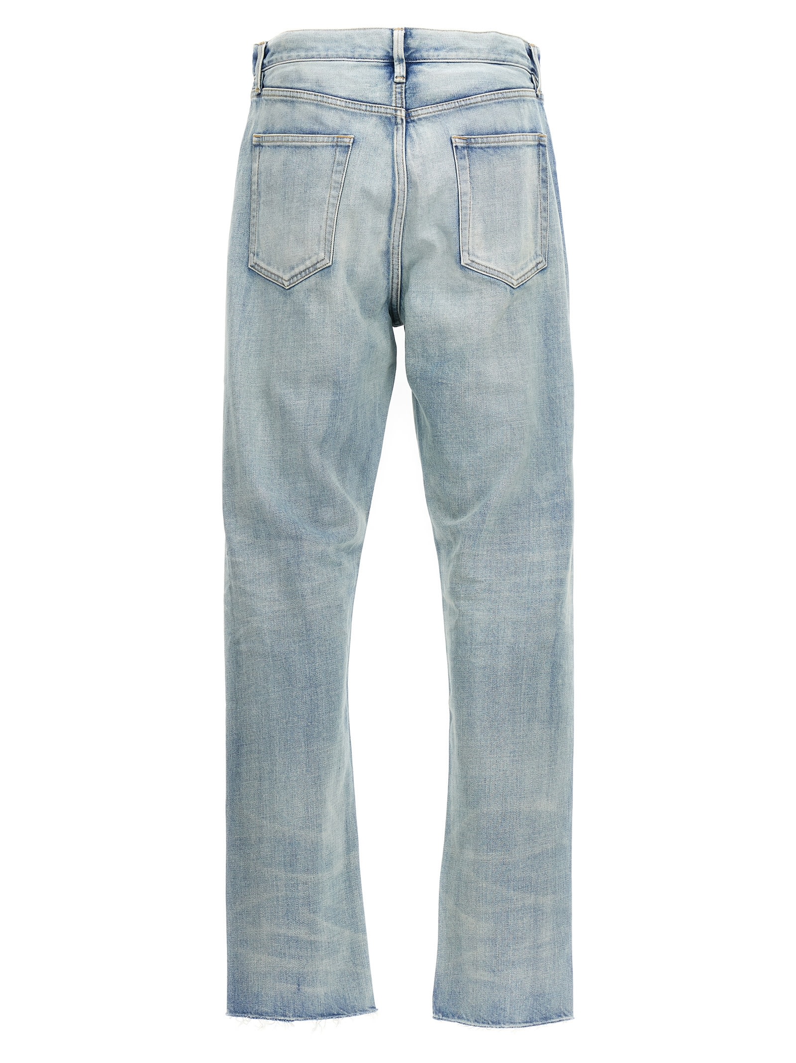 Shop Fear Of God Straight 5 Pocket Jeans In Light Blue