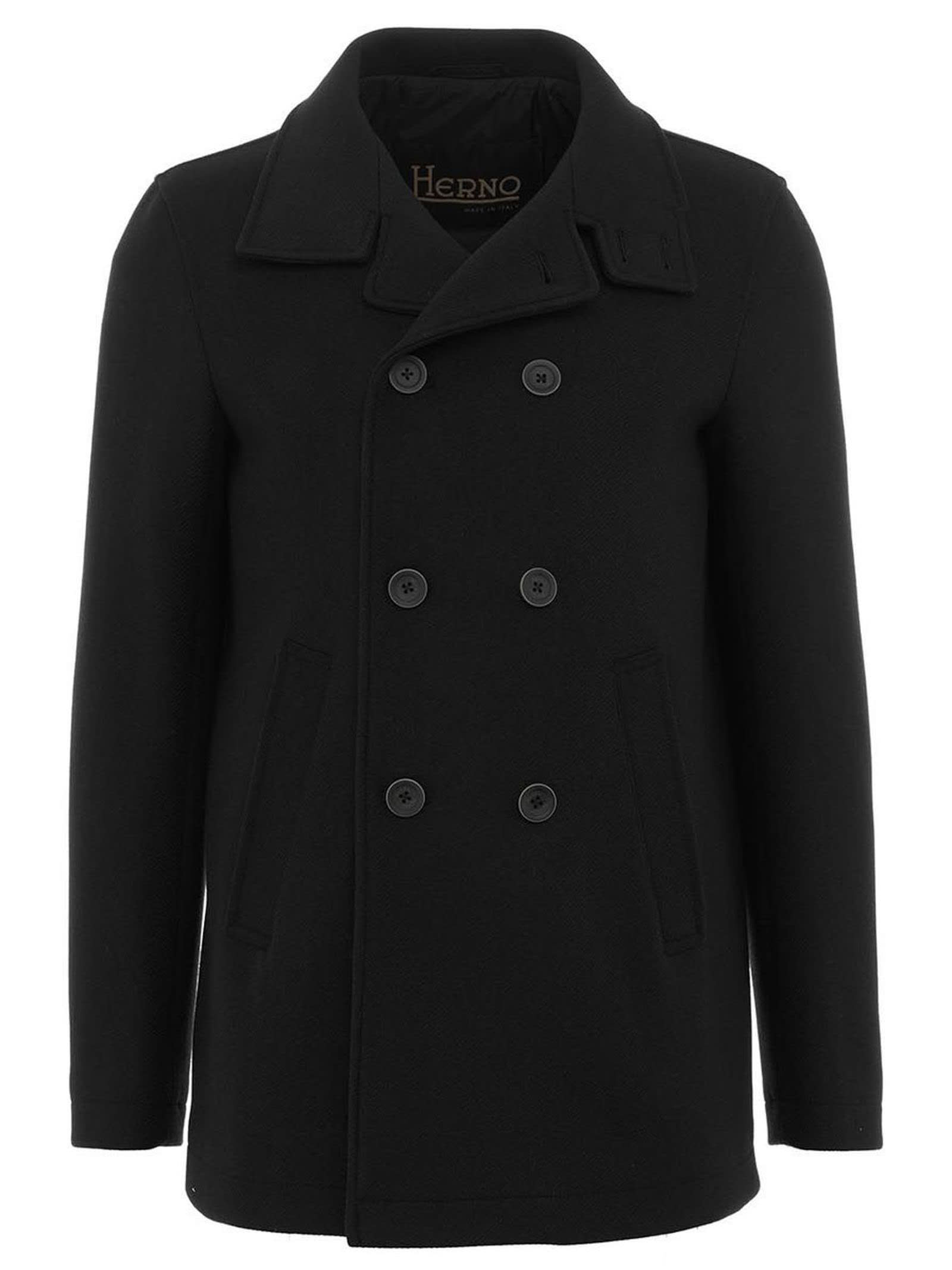Herno Black Wool Coat