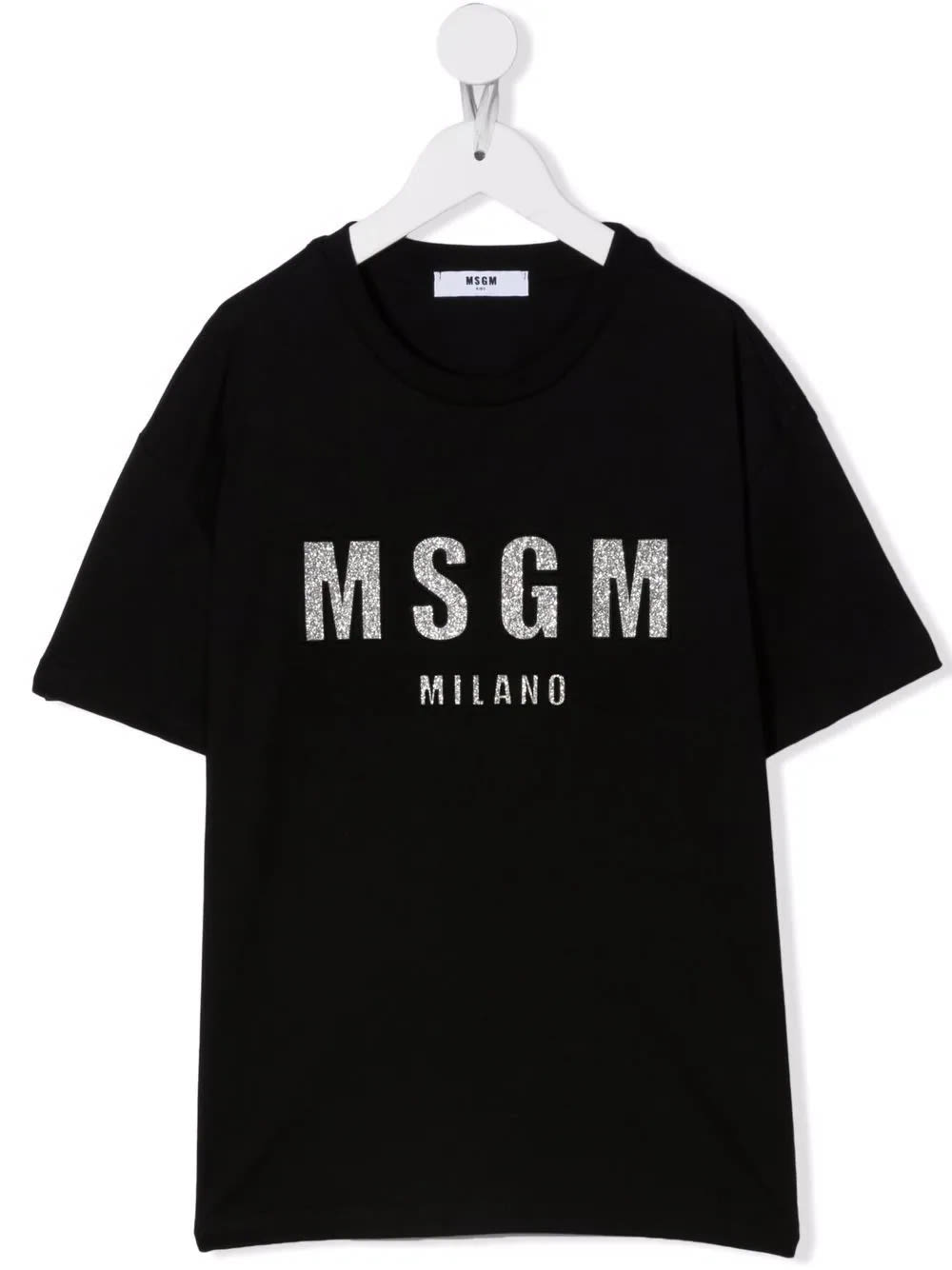 MSGM Kids Black T-shirt With Glitter Logo
