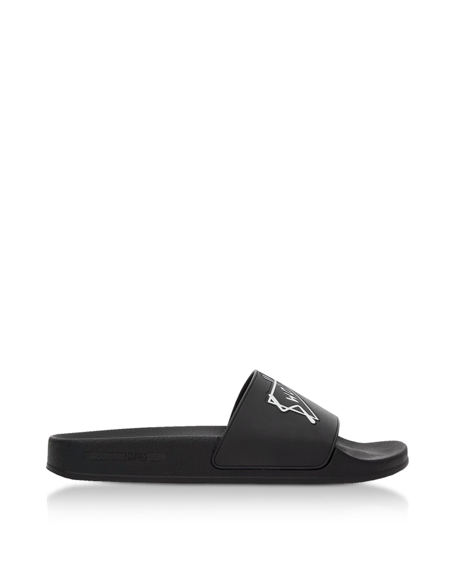 McQ Alexander McQueen Black Swallow Slide Sandals