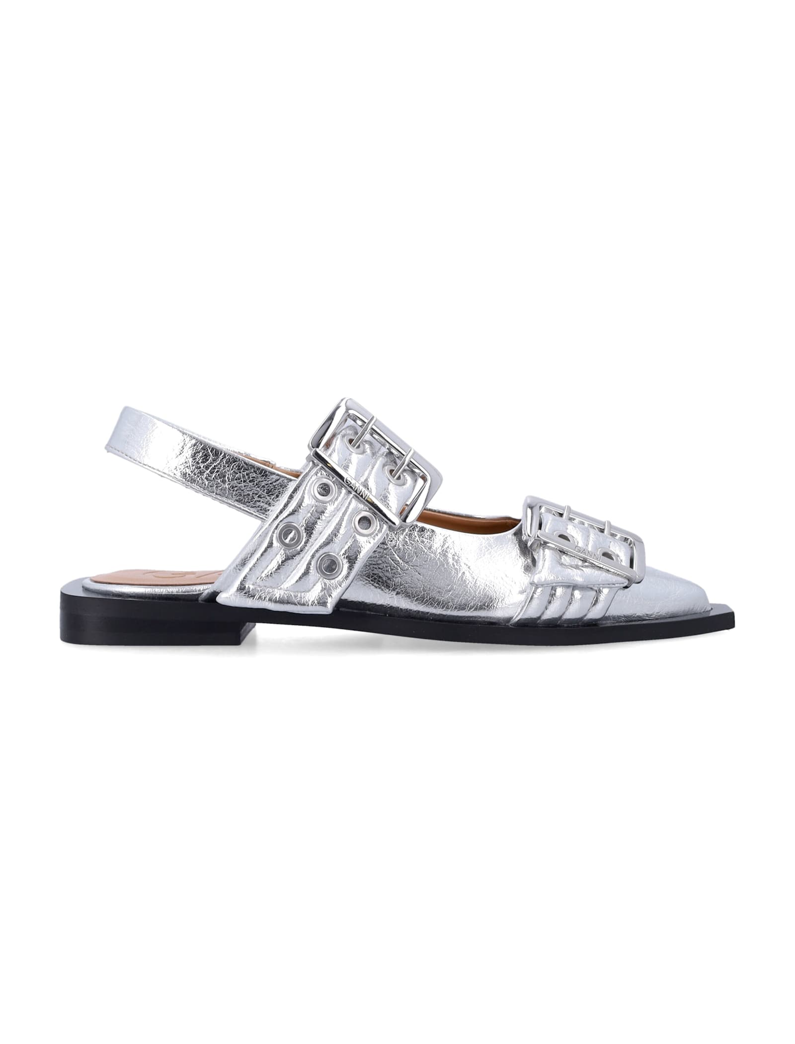 Metallic Feminine Buckle Ballerinas