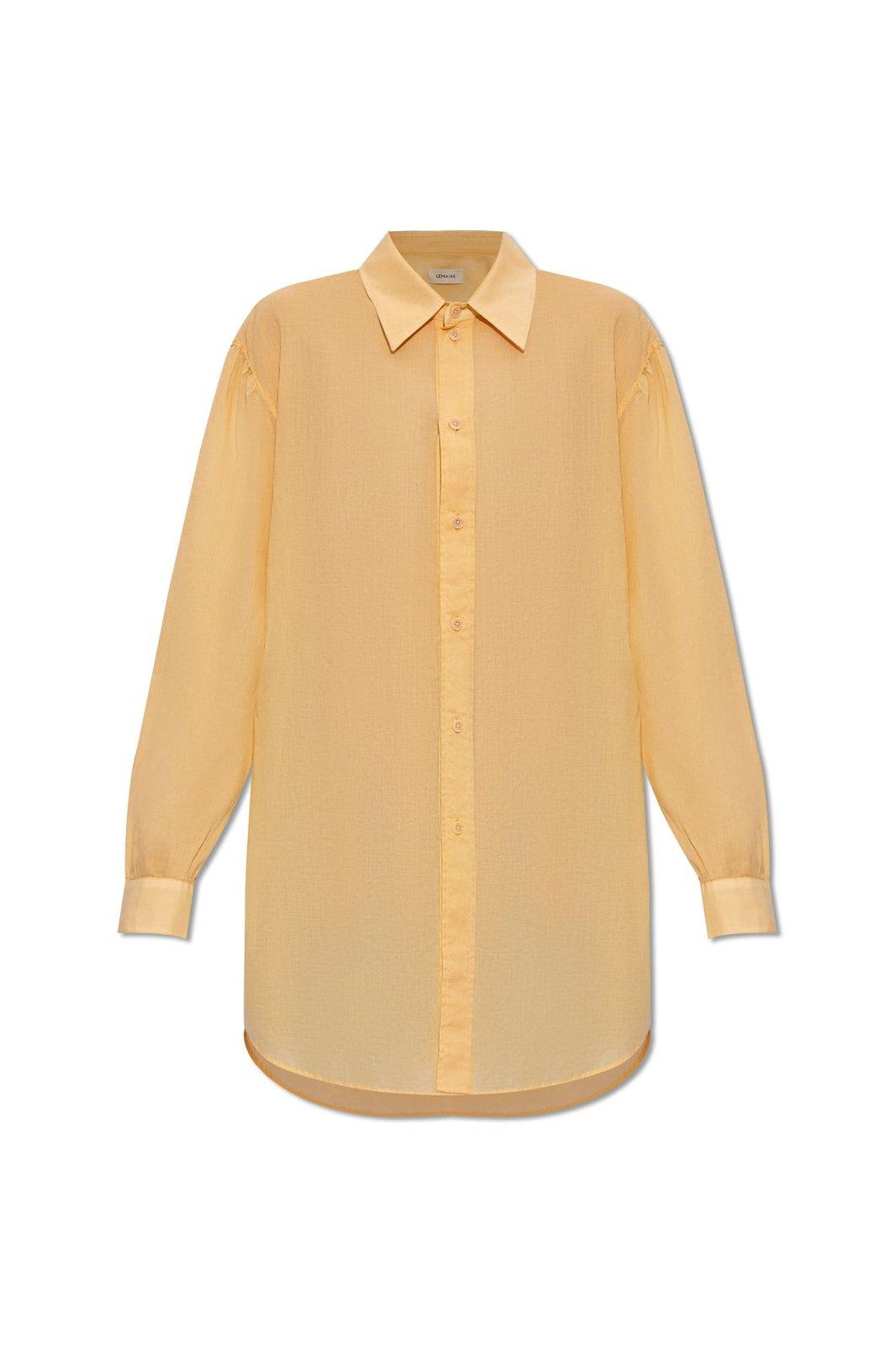 Shop Lemaire Semi-sheer Long Sleeved Buttoned Shirt In Ice Apricot