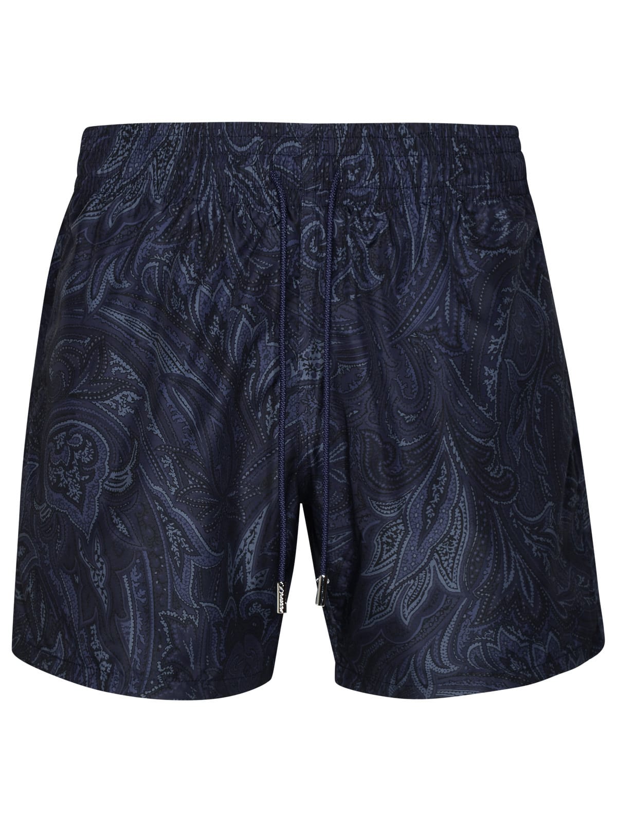 Shop Etro Navy Polyester Swimsuit In Stampa Fdo Nero (blue)
