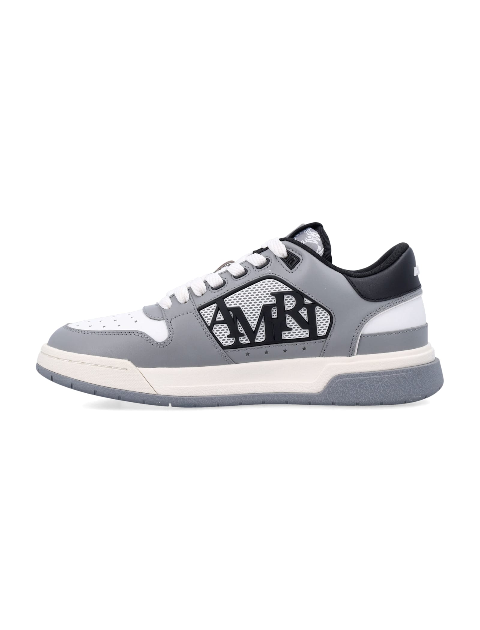 Amiri Grey 'classic Low' Sneakers With Maxi Logo On The Side And Logo Patch On The Tongue