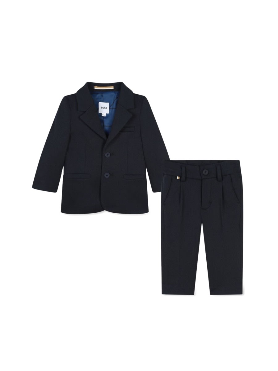 Hugo Boss Babies' Shirt+sweater Suit In Blue