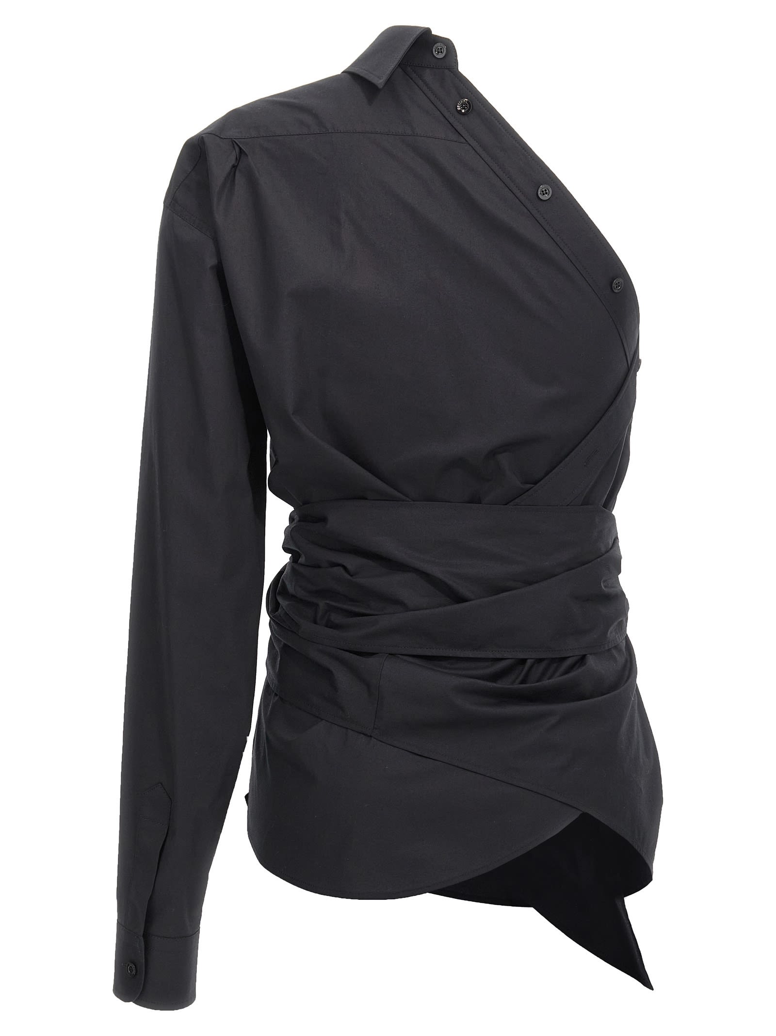 Moschino One-shoulder Shirt In Black
