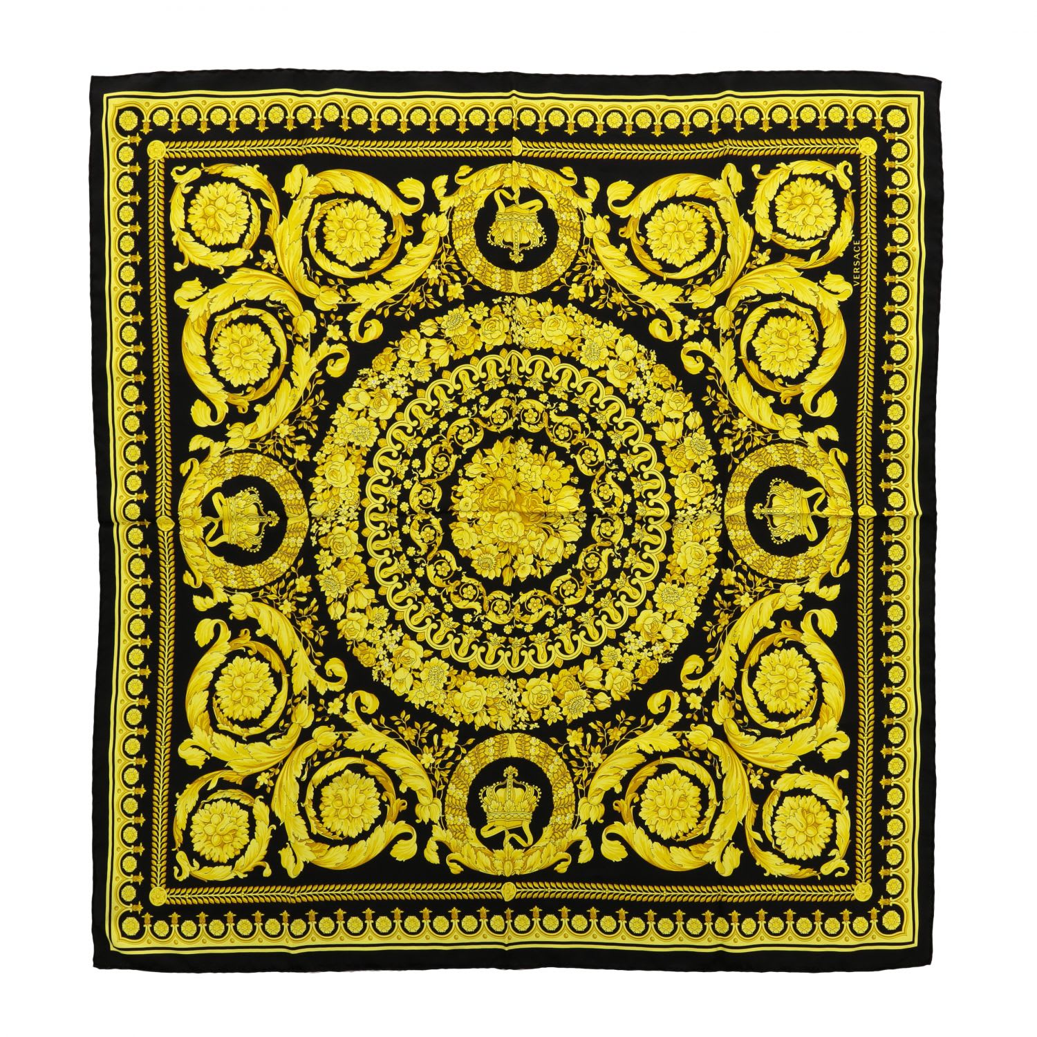 VERSACE SILK SCARF WITH BAROQUE PRINT,11206202