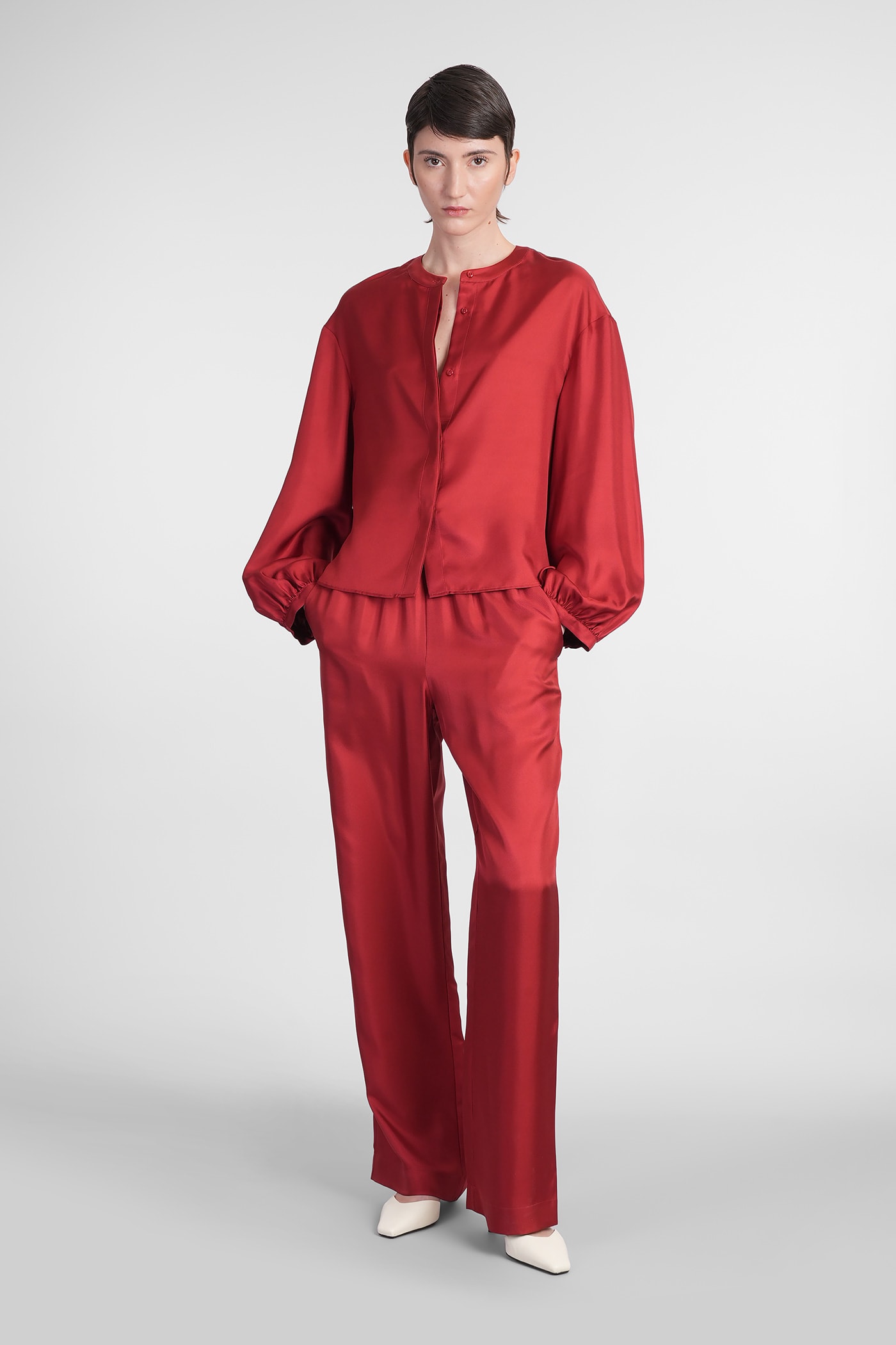 Shop Loulou Studio Alera Pants In Red Silk