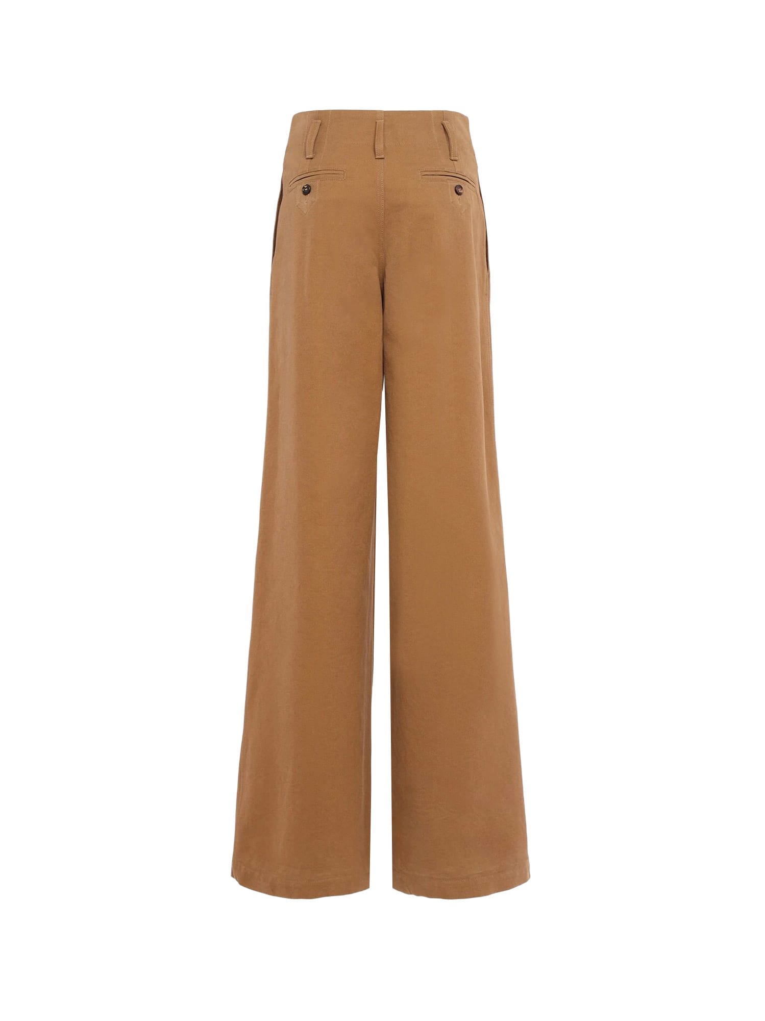 Chloé Wide Leg Canvas Trousers In Brown