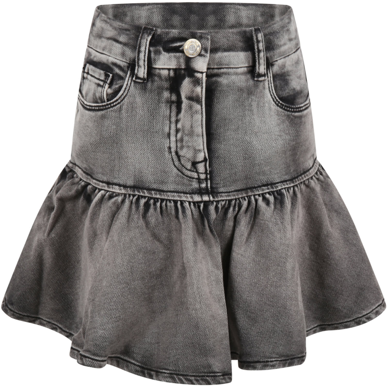 Monnalisa Grey Skirt For Girl With Cip And Ciop