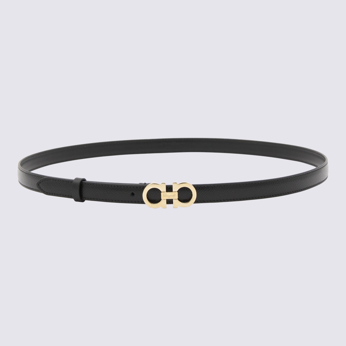 Shop Ferragamo Black Leather Gancini Belt