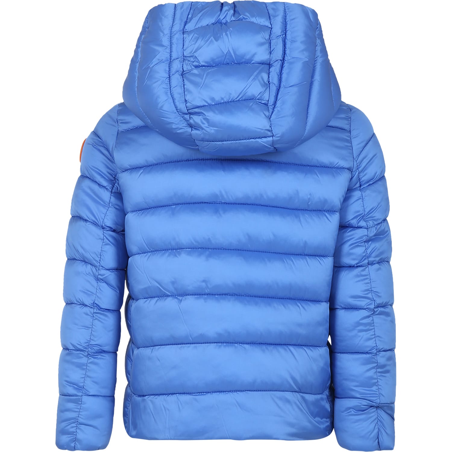 Shop Save The Duck Light Blue Down Jacket For Girl With Logo