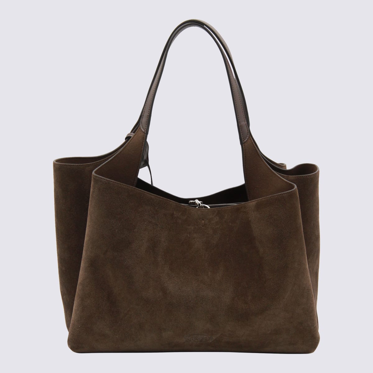 Tod's Dark Brown Suede Leather Top Handle Bag In Brown