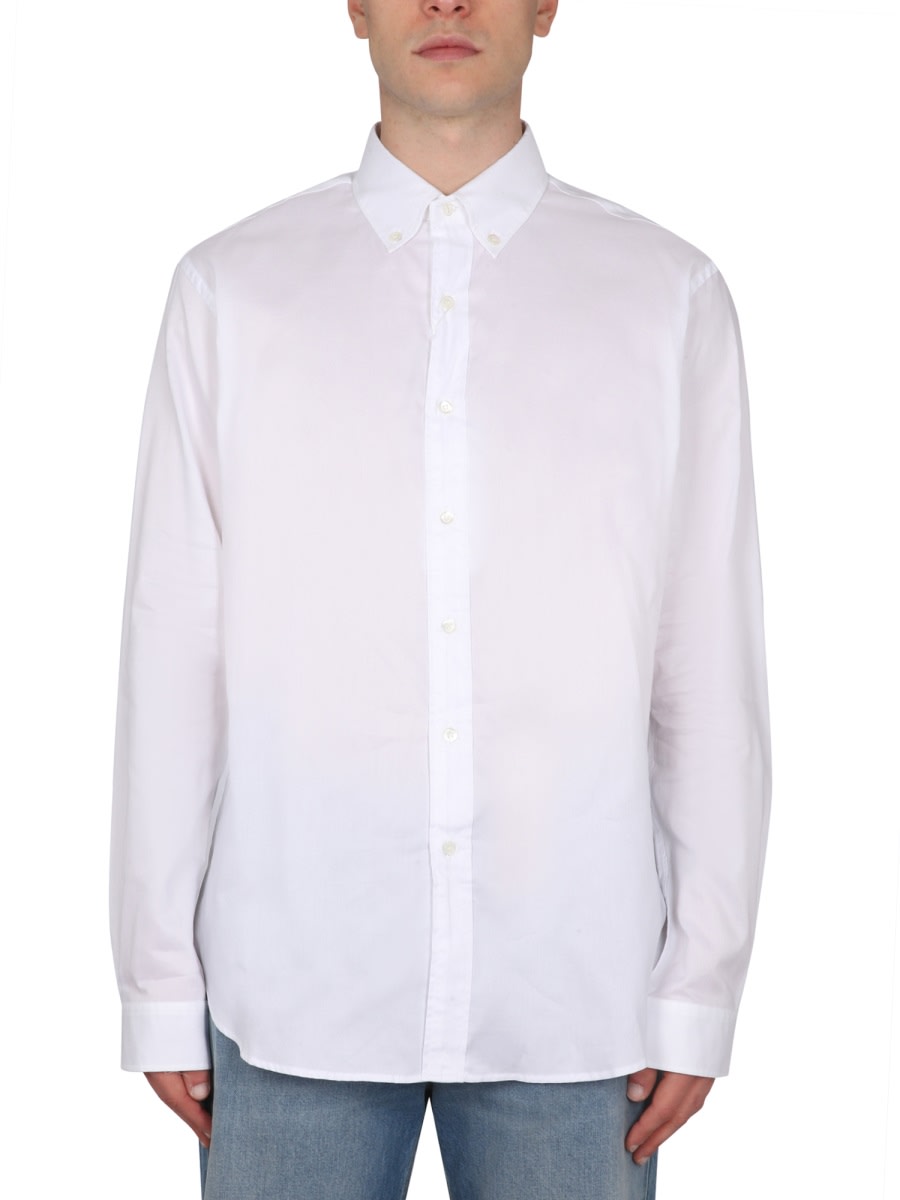 Shop Maison Margiela Shirt With Pointed Collar In White