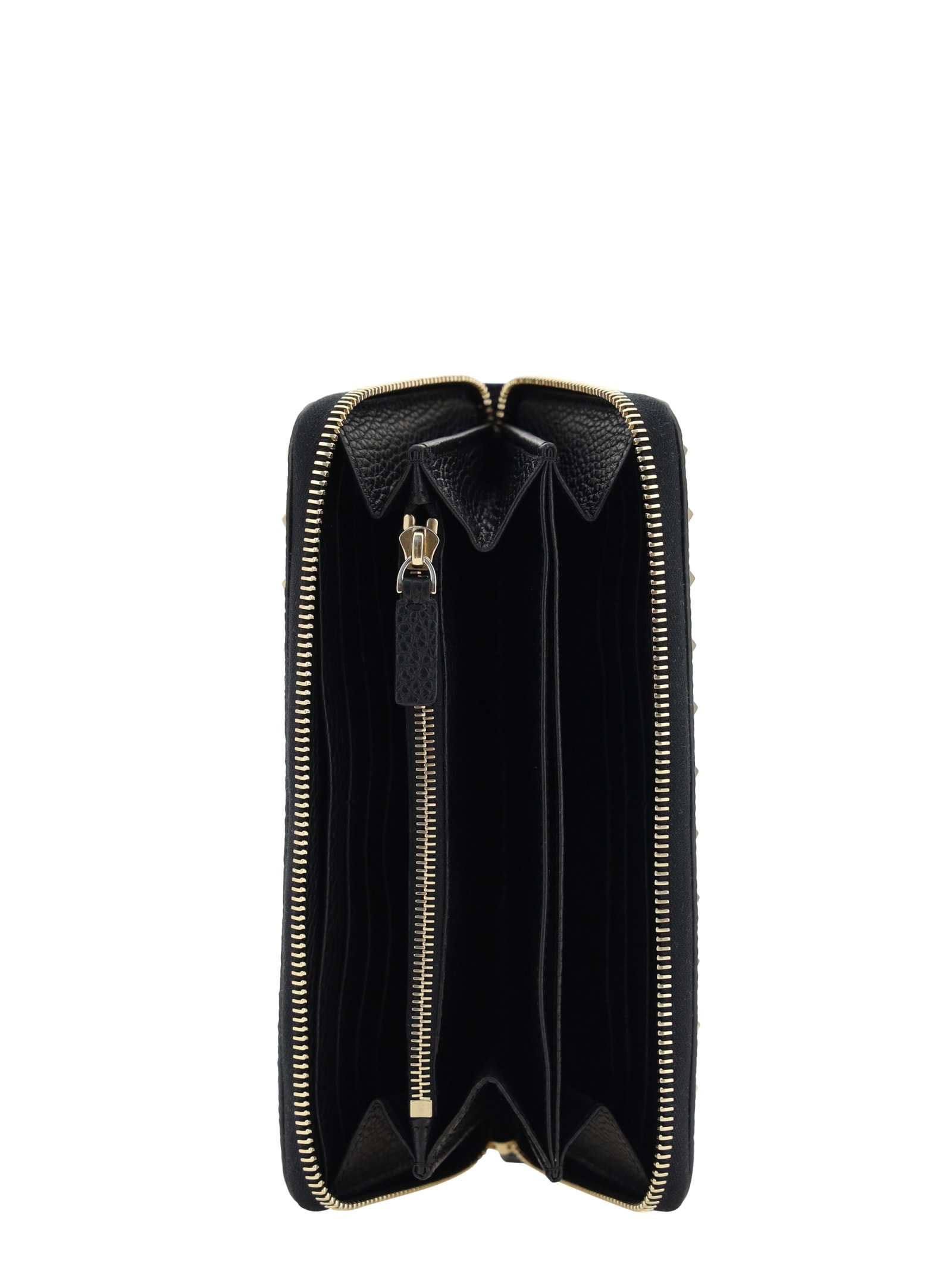 Shop Valentino Garavani Rockstud Zip-up Wallet In Nero