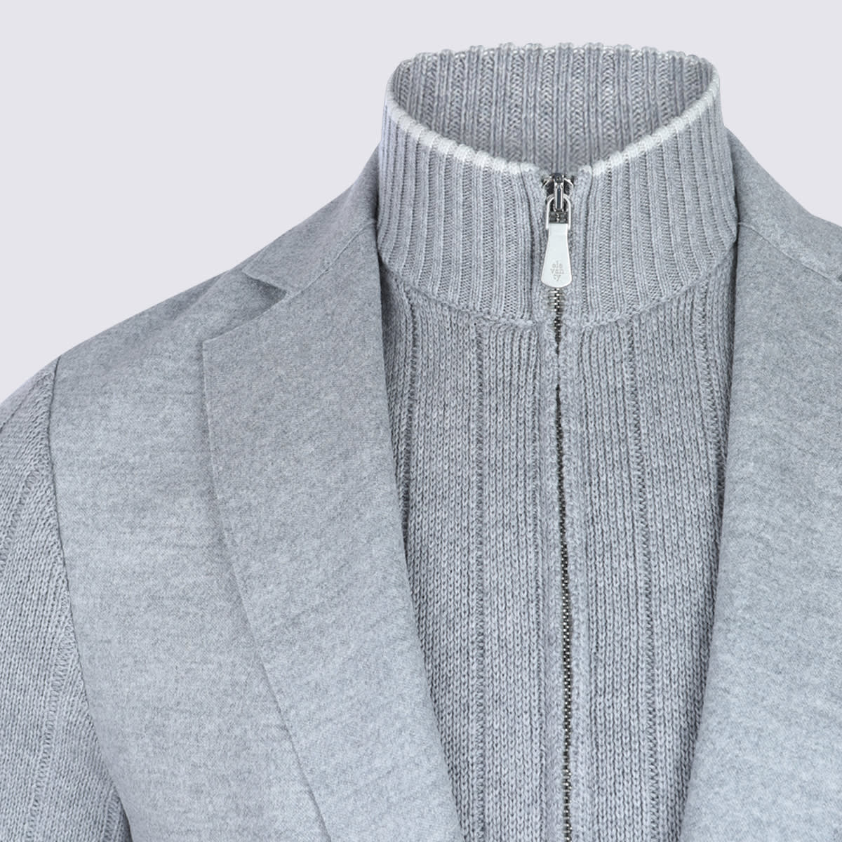 Eleventy Knitted-sleeve Two-button Jacket In Blue