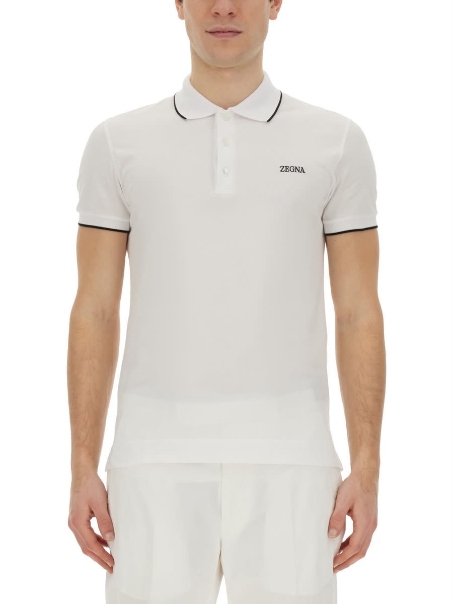 Shop Zegna Polo With Logo In White