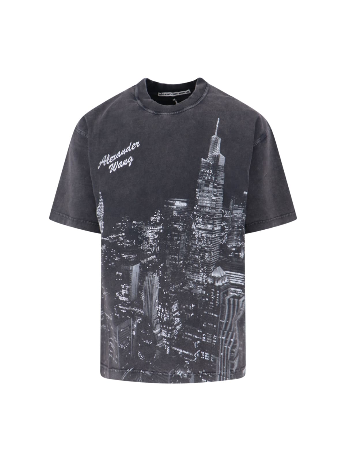 Alexander Wang Rhinestone T-shirt In Black