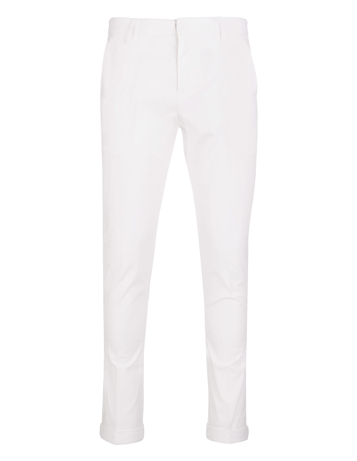 DONDUP MAN WHITE SLIM GAUBERT TROUSERS IN LIGHTWEIGHT STRETCH GABARDINE