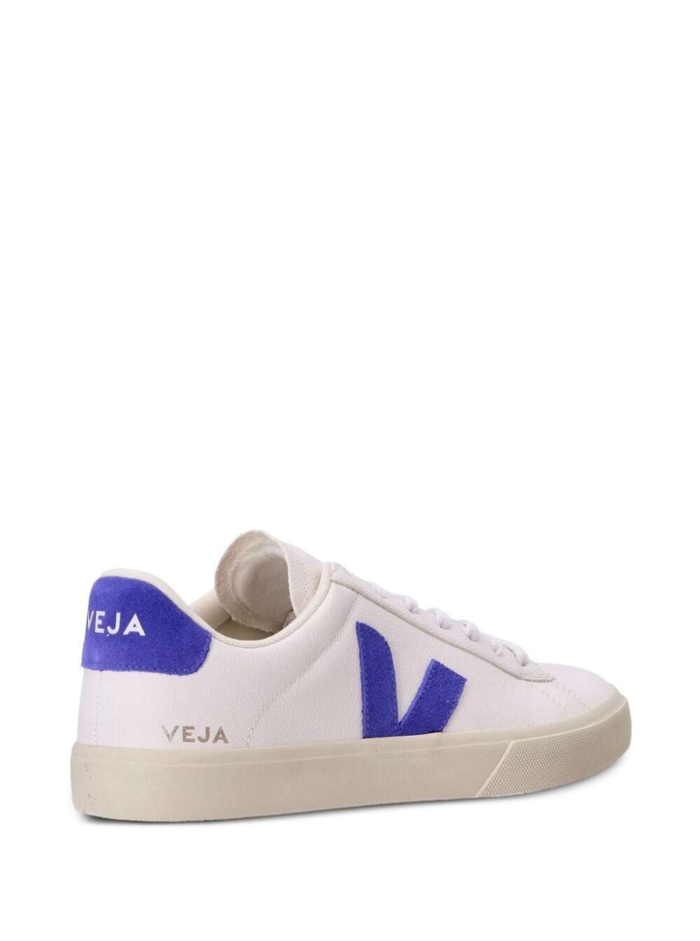 Shop Veja Campo White Low Top Sneakers With Vlogo Patch In Leather Man