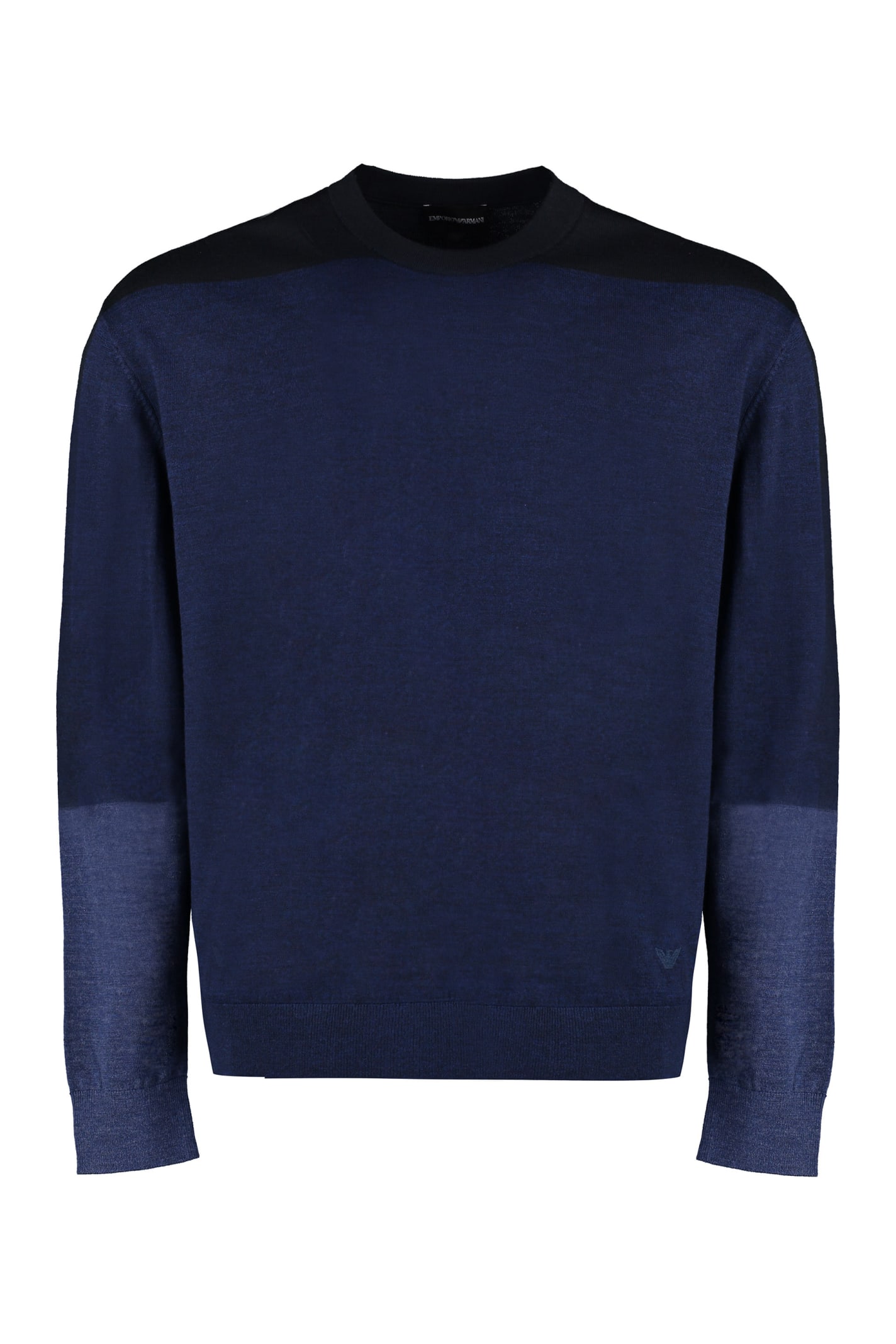 Shop Emporio Armani Virgin Wool Crew-neck Sweater In Blu Navy