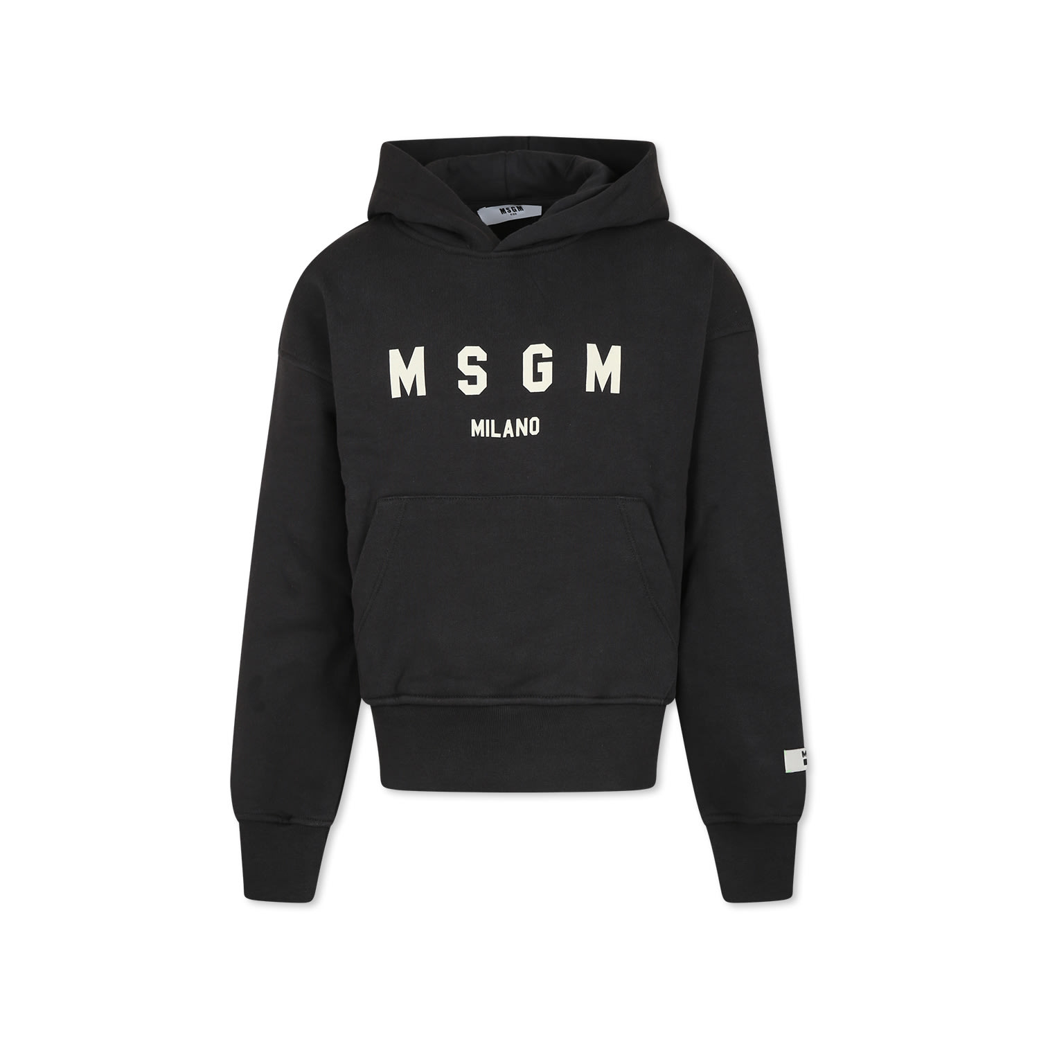 Msgm Black Sweatshirt For Boy With Logo In Piombo
