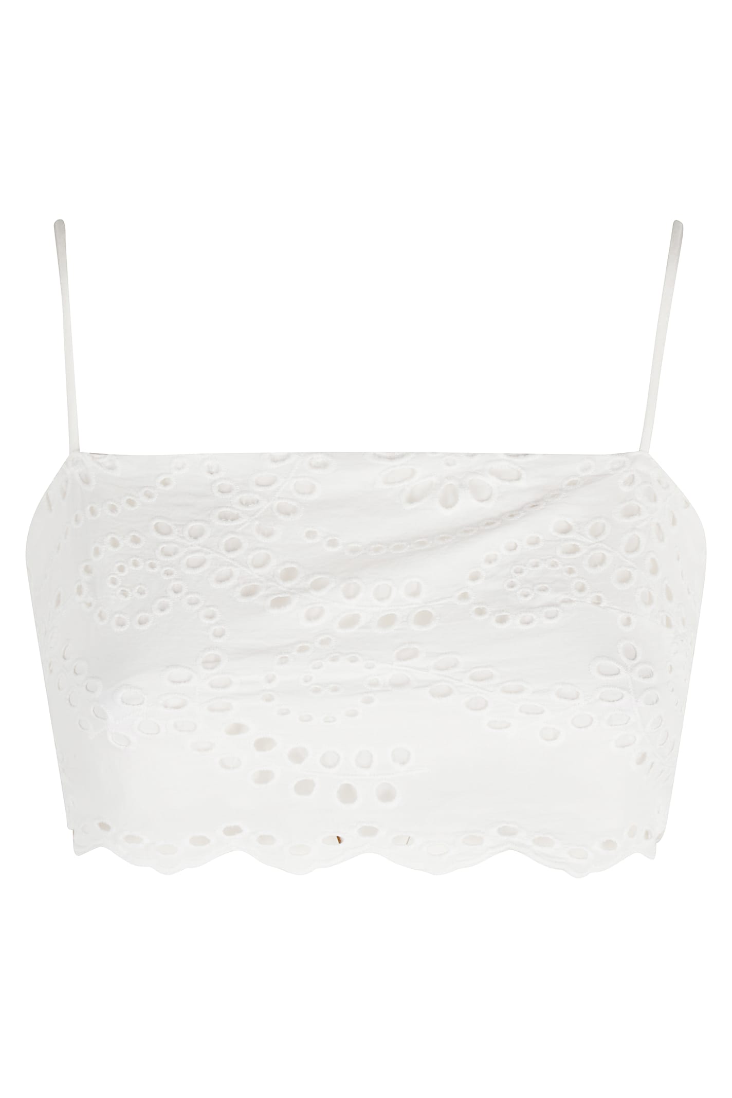 Mc2 Saint Barth Florida Broderie Anglaise Top In Neutral