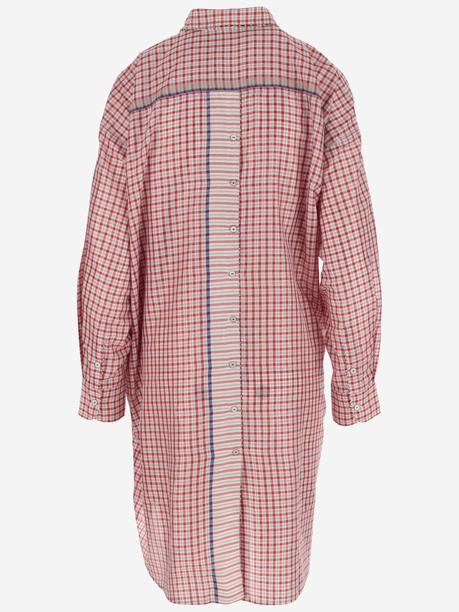 Shop Péro Long Silk Shirt With Check Pattern In Red