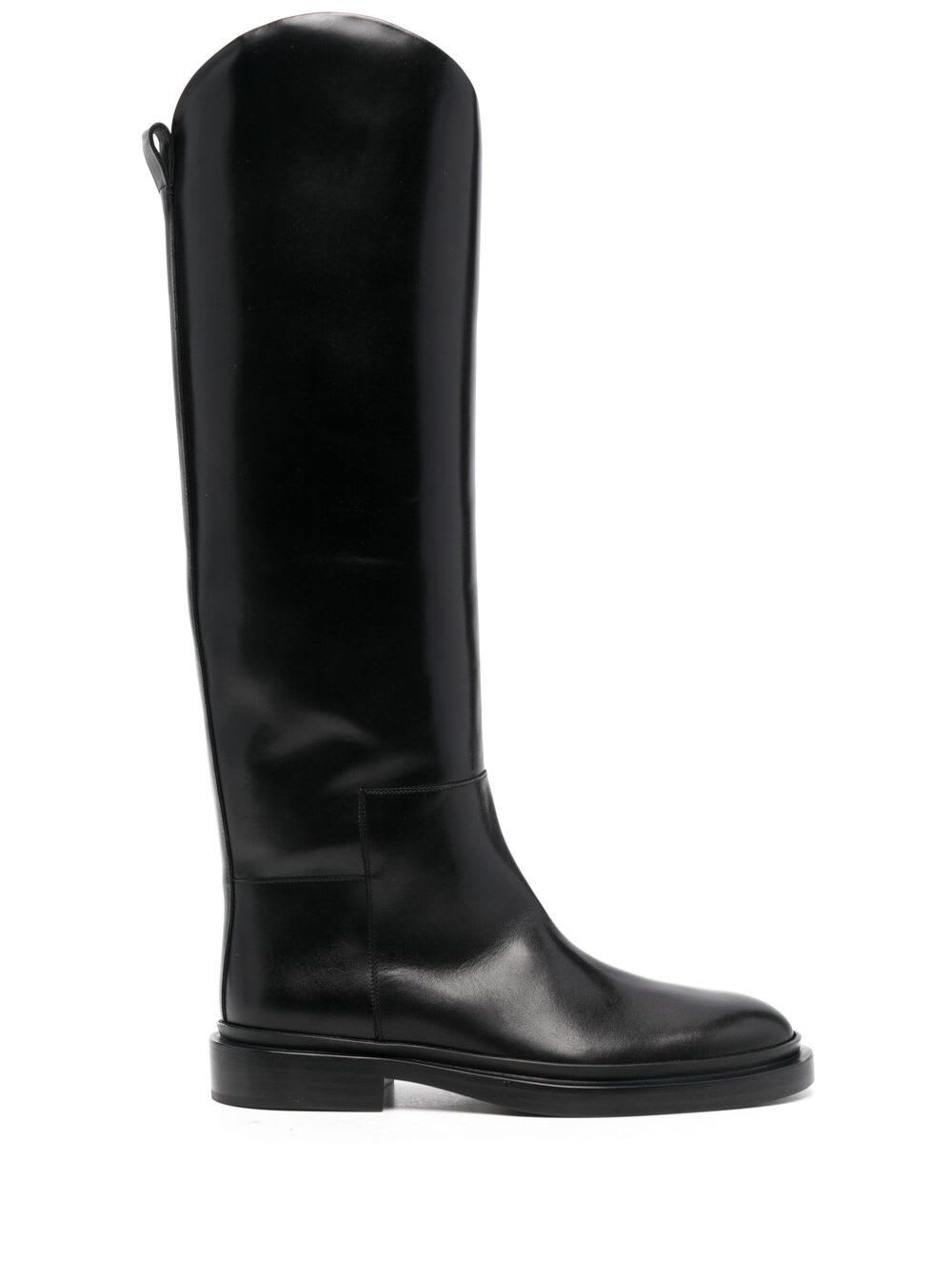 Jil Sander Royal Black Leather High Boots Jil Sander Woman