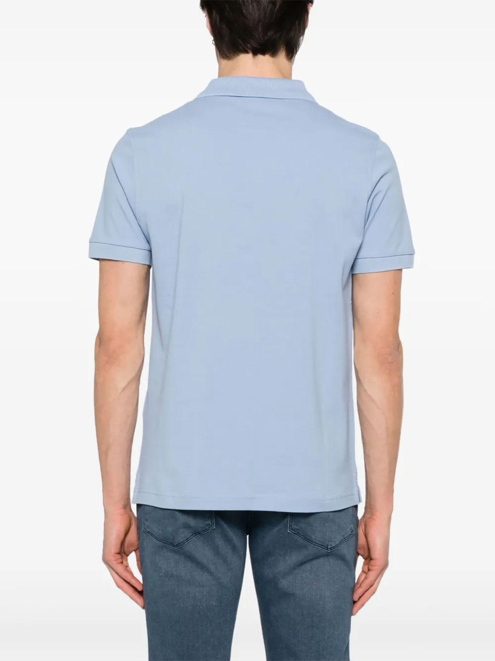 Fay Polo Db Collar Piquet In Blue