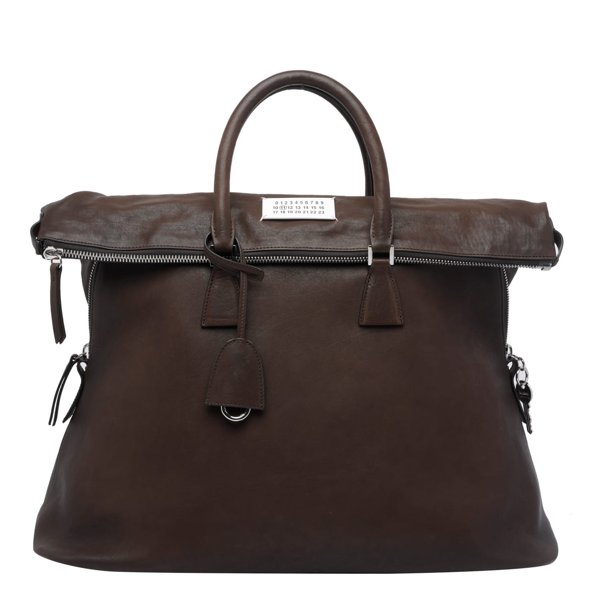 Maison Margiela 5ac Loved To Death Calf Leather Medium Top Handle Bag In Brown