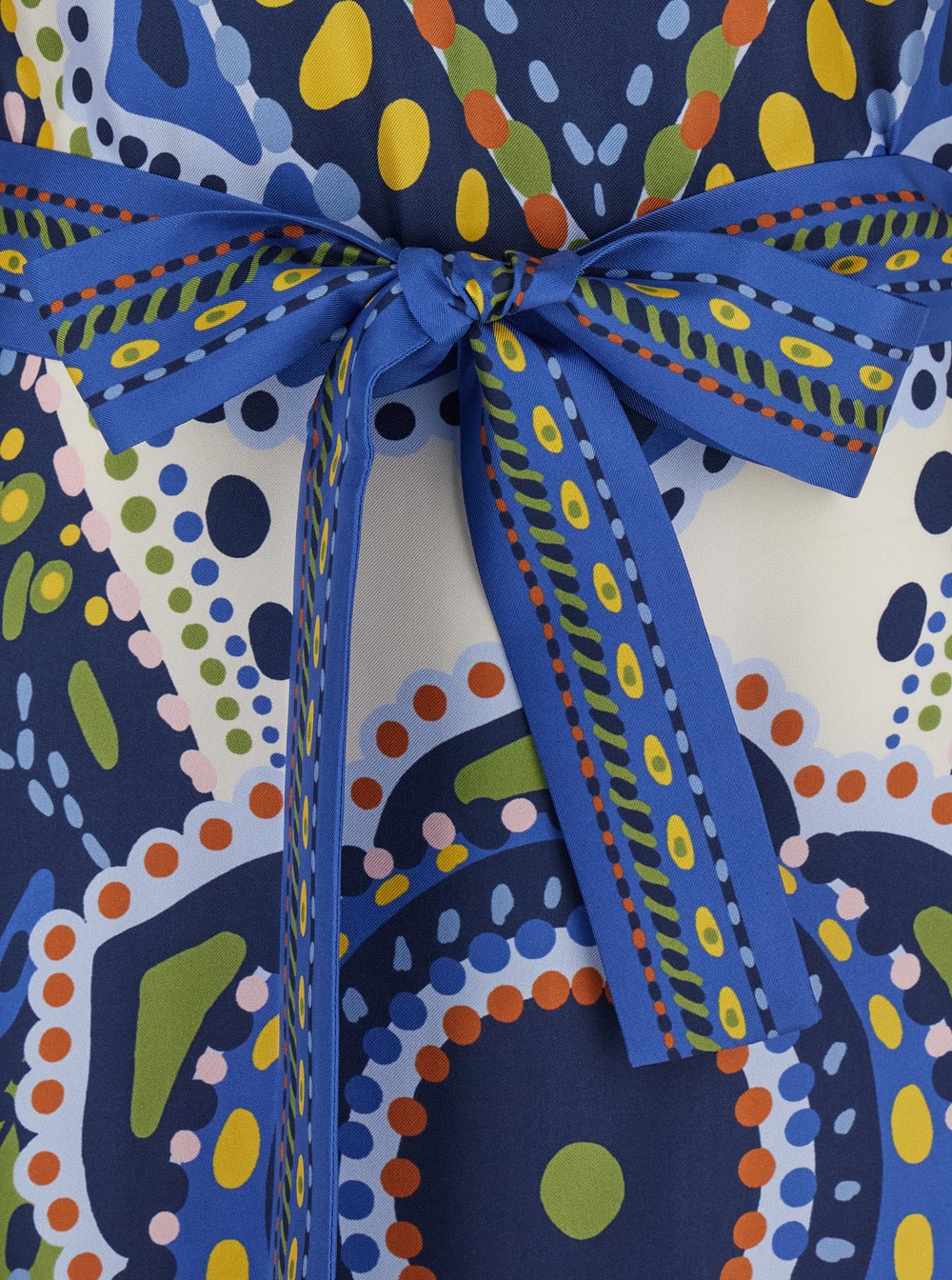 LA DOUBLEJ MULTICOLOR KAFTAN WITH BELTED WAIST AND ALL-OVER GRAPHIC PRINT IN SILK WOMAN