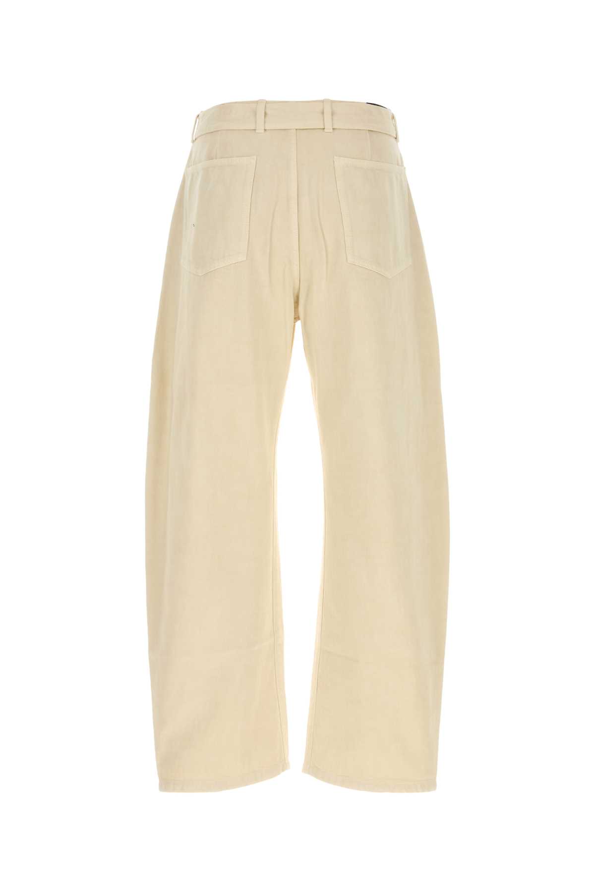 Lemaire Ivory Cotton Wide-leg Twisted Belted Pant In Gold