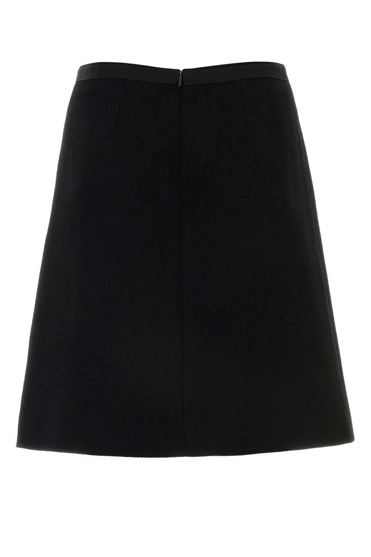 Shop Versace Black Stretch Wool Blend Skirt