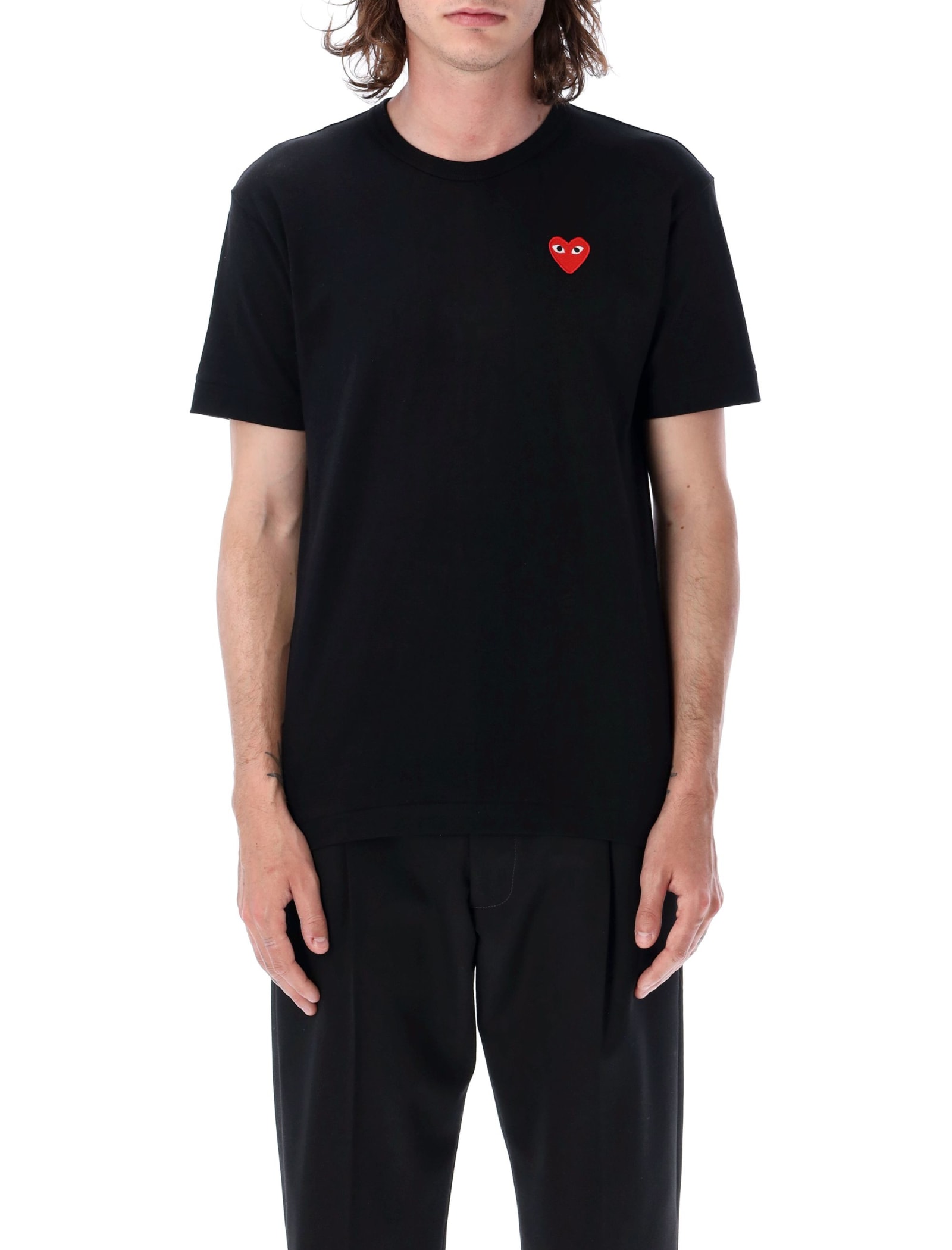 Comme Des Garçons Play Classic Heart Patch Tee In Black