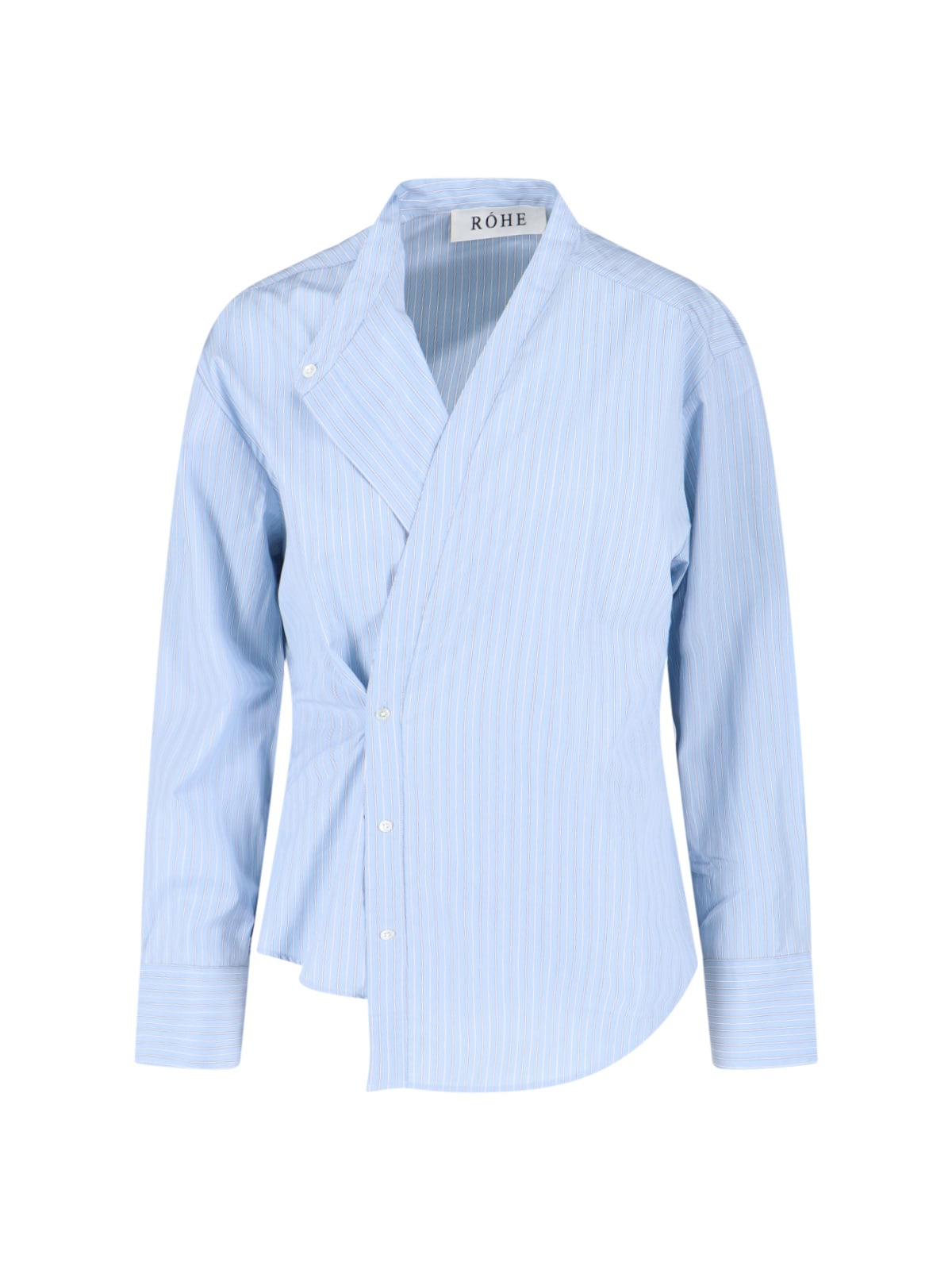 Rohe Róhe Asymmetrical Stripe Shirt In Light Blue Cotton In Blue