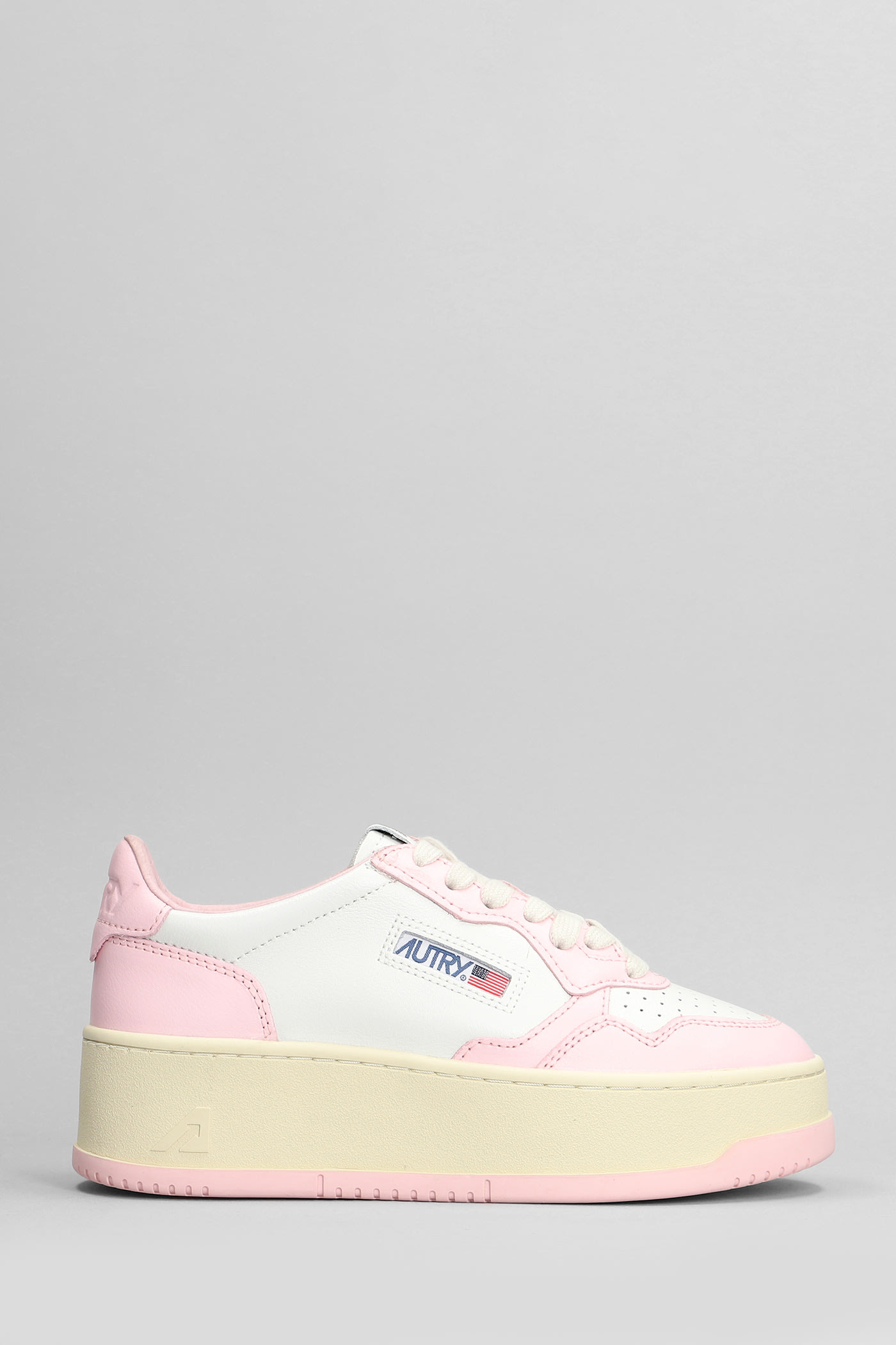 Platform Low Sneakers In White Leather