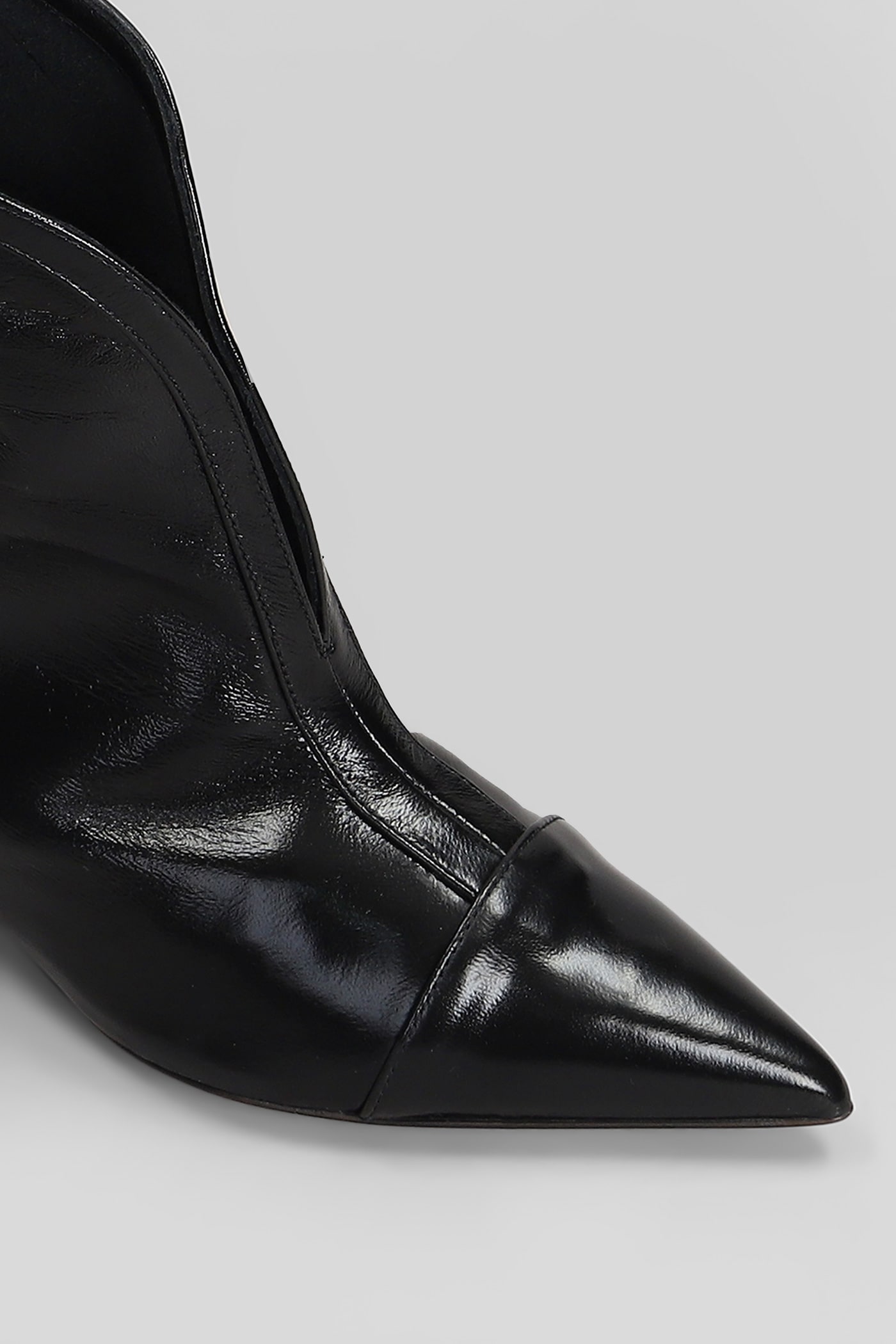Alchimia High Heels Ankle Boots In Black Leather In Black