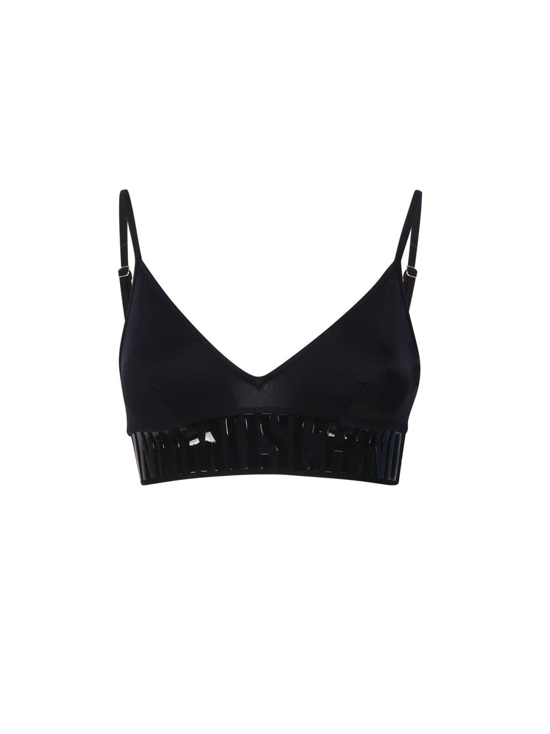 Shop Moschino Logo Underband Bikini Top In Black
