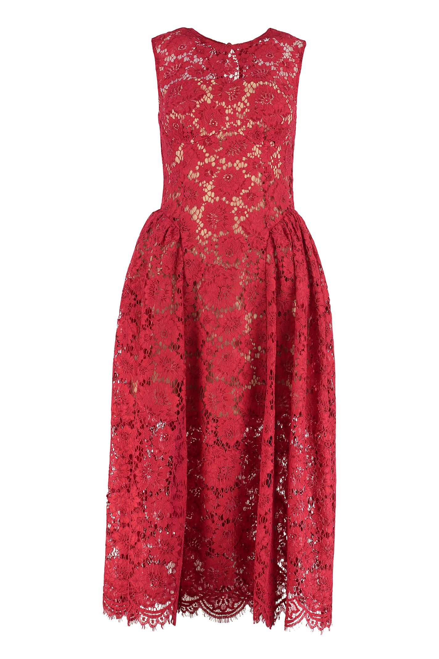 Self-portrait Red Fine Lace Pearl Mini Dresses Red