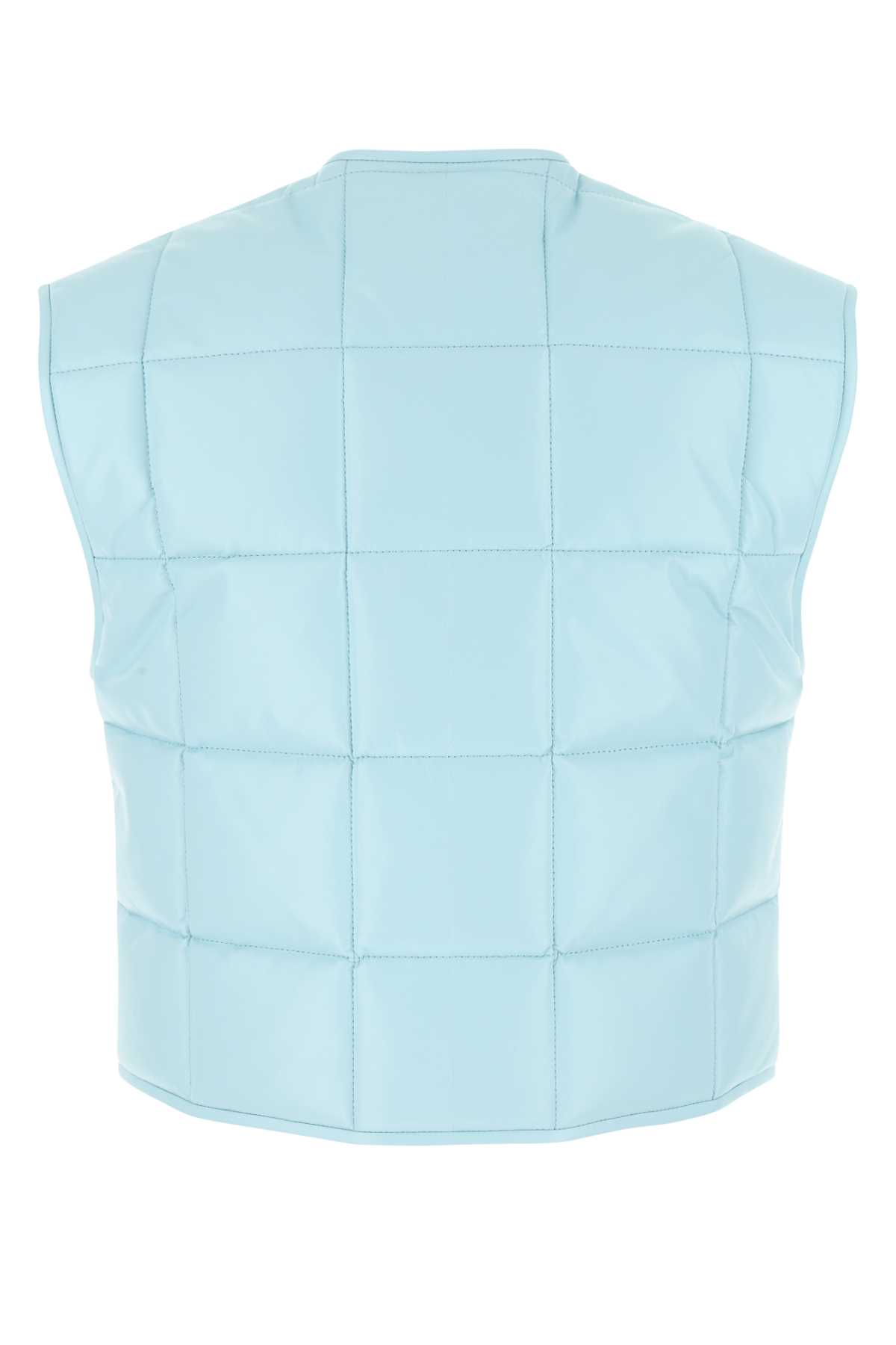 Shop Bottega Veneta Pastel Light-blue Nappa Leather Padded Vest In 8955