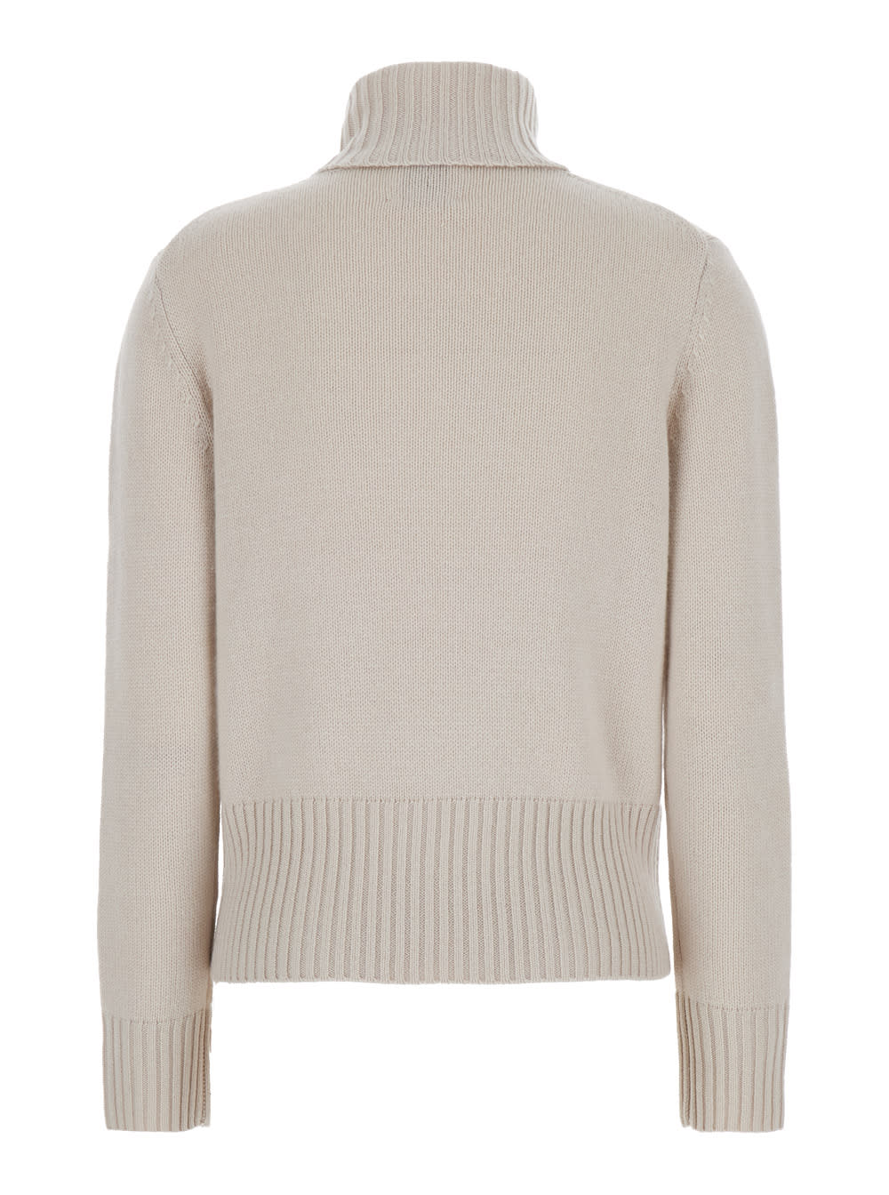 Shop Allude Beige High Neck Sweater In Wool And Cashmere Woman