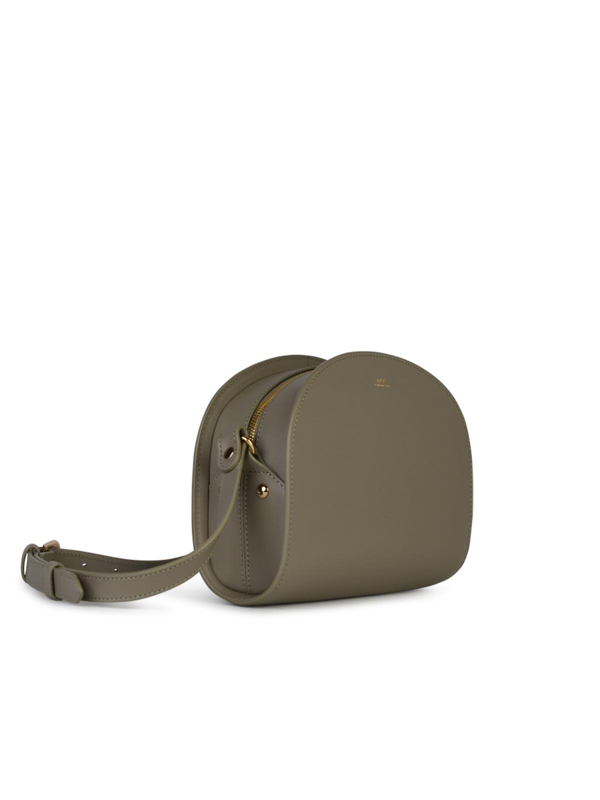 Shop Apc Demi Lune Green Leather Crossbody Bag